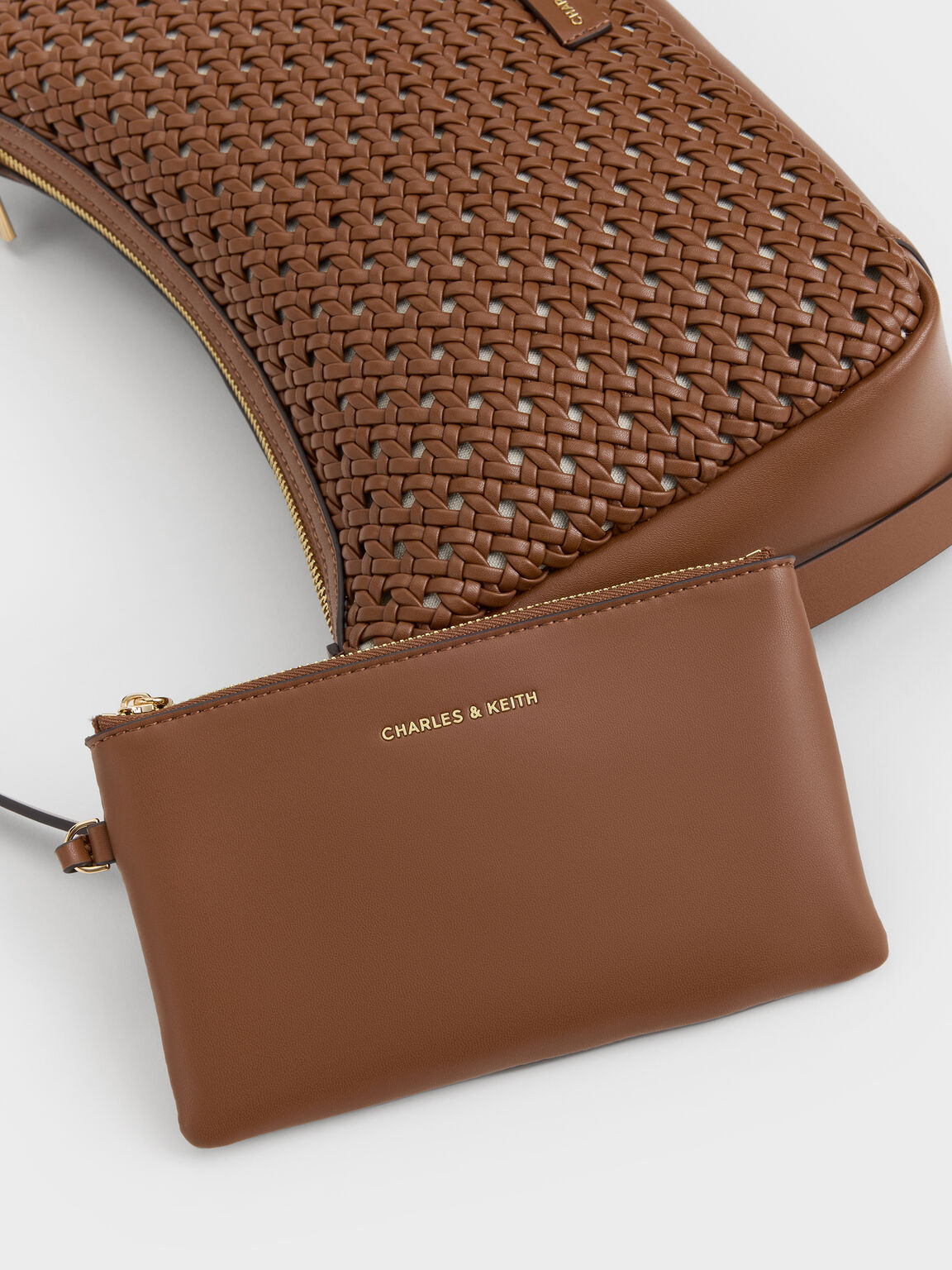 Calla カルラ ウーブン ショルダーバッグ, チョコレート, hi-res
