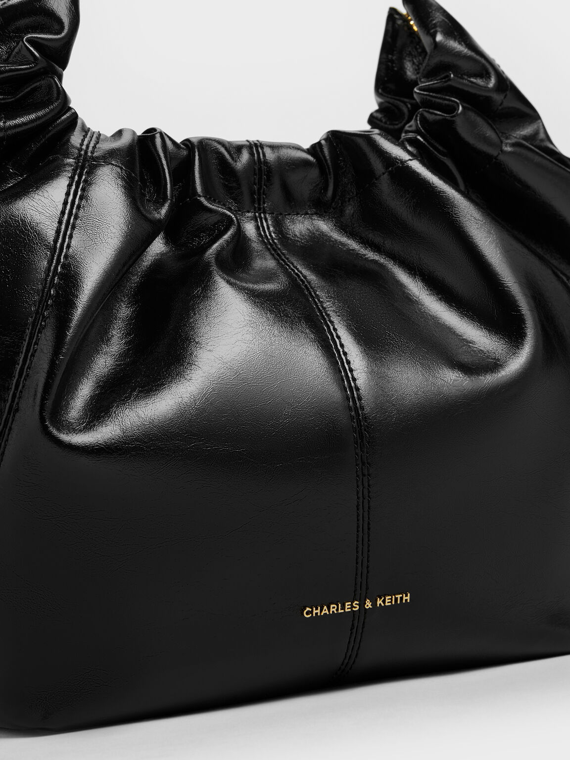 Ciara シアラ ルーシュドホーボーバッグ, ブラック, hi-res