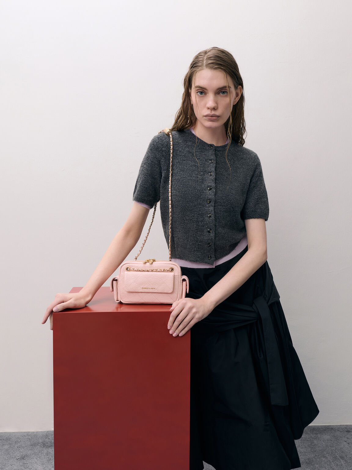 Duo ドゥオ キルトクロスボディーバッグ, ソフトピンク, hi-res