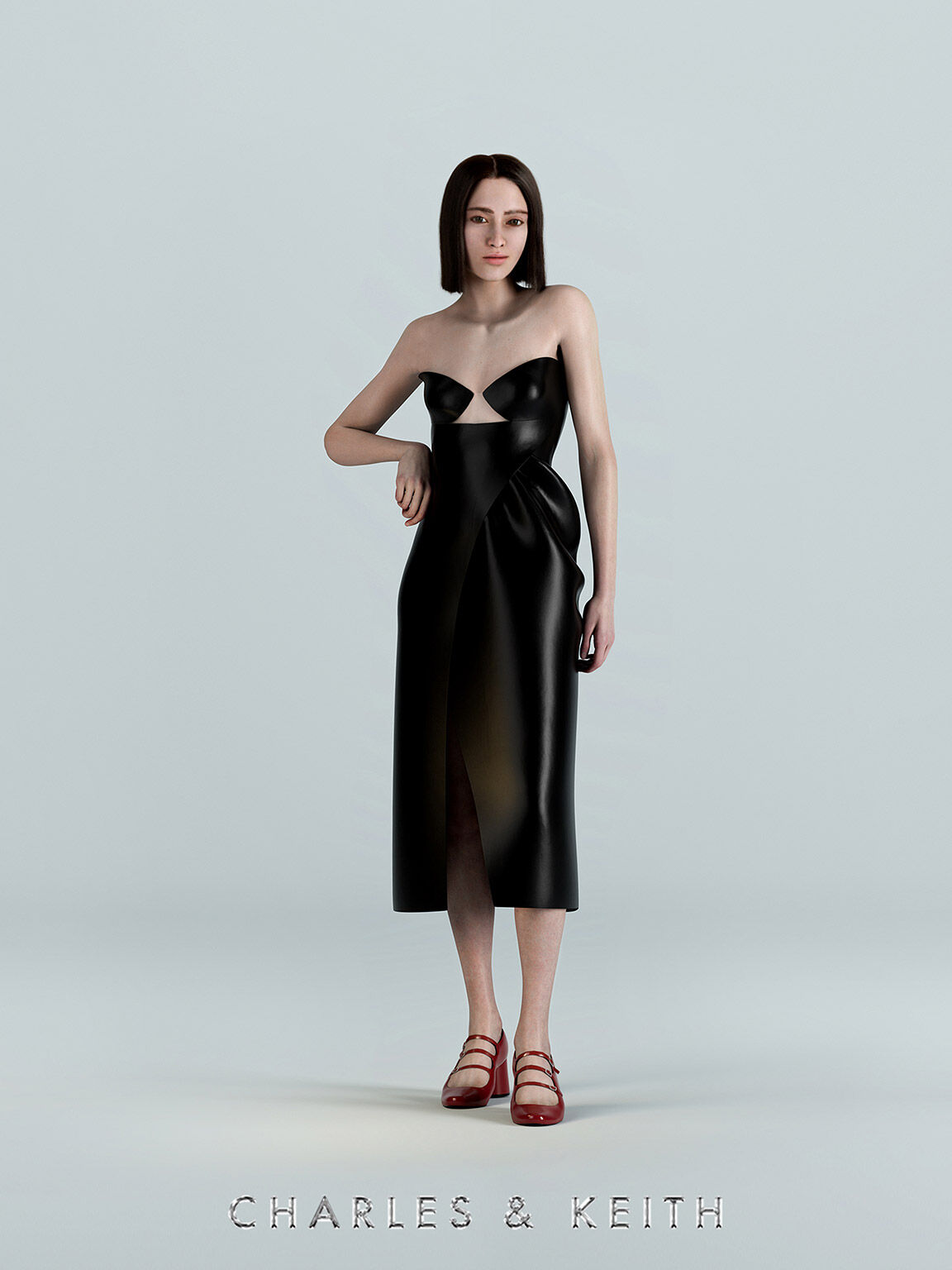 バックル シリンダーヒールメリージェーン, レッド, hi-res