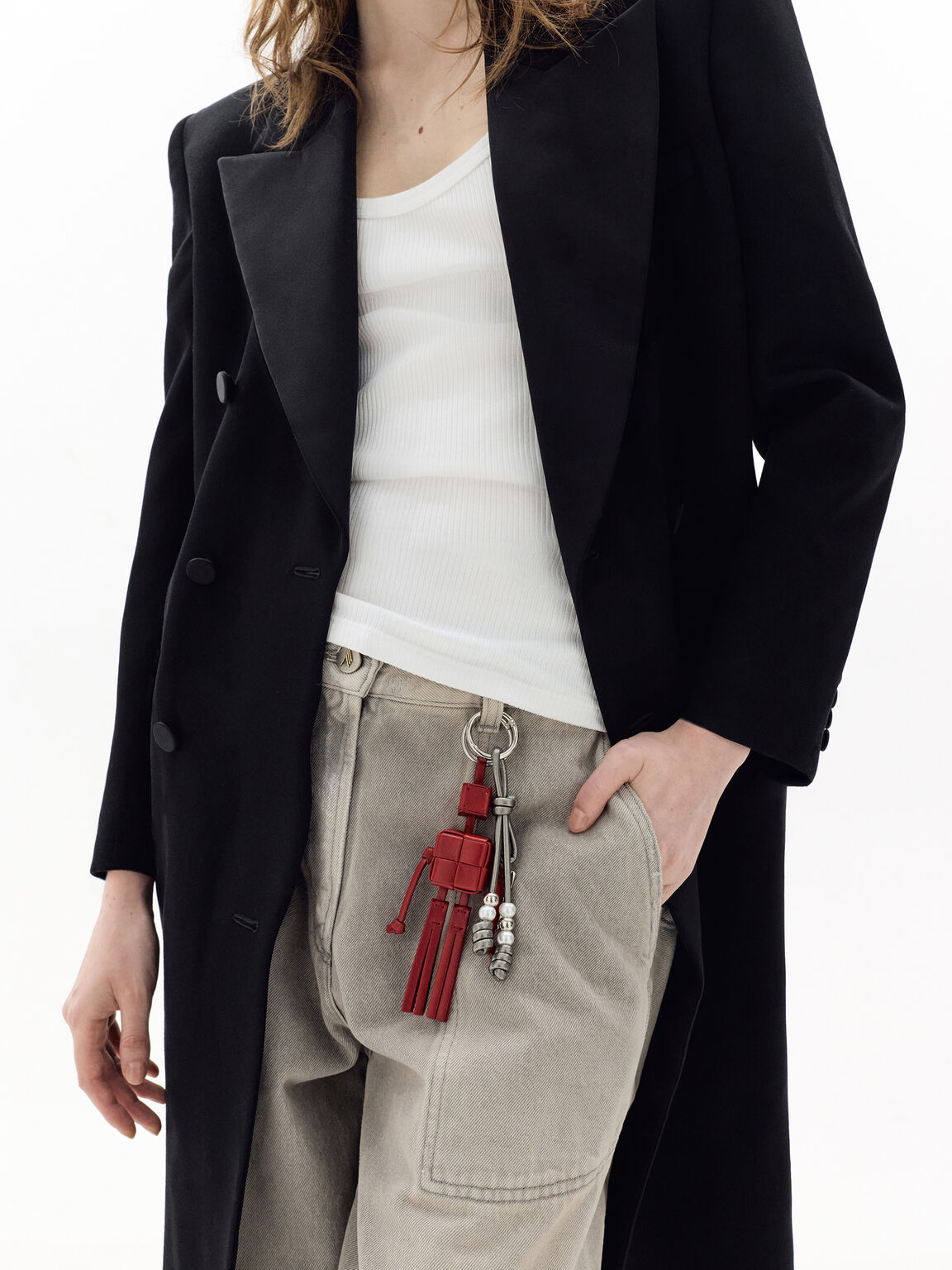 ビーズ コードノットチャーム, ピューター, hi-res