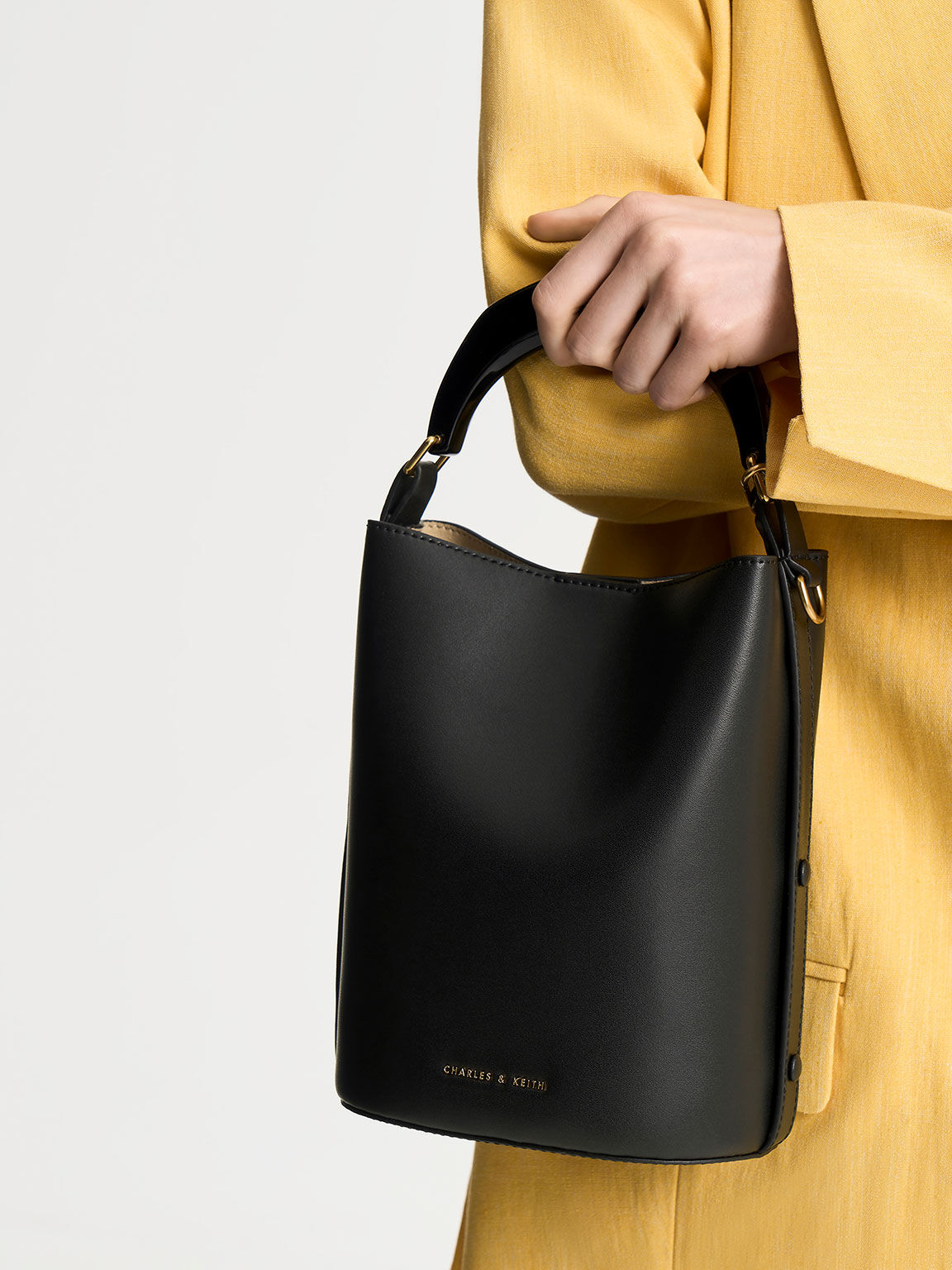 Marlin マーリン アクリリックハンドルバケツバッグ, ブラック, hi-res