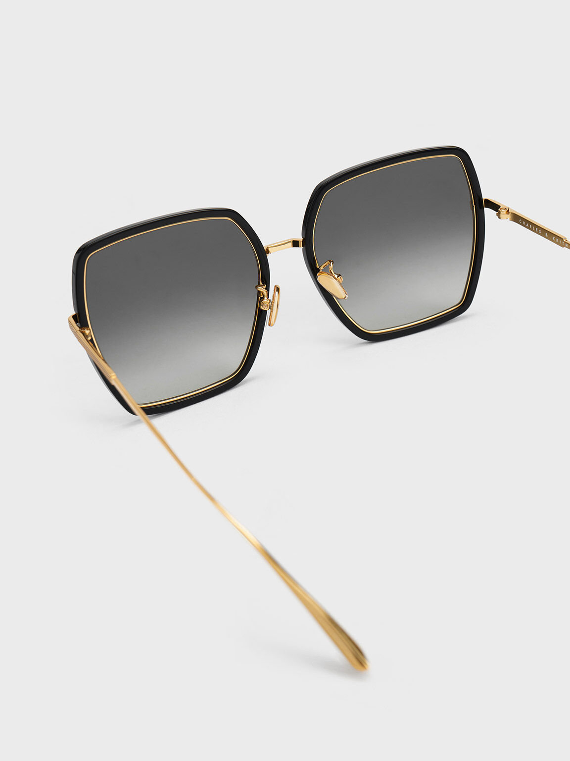 オーバーサイズ スクエアバタフライサングラス, ブラック, hi-res