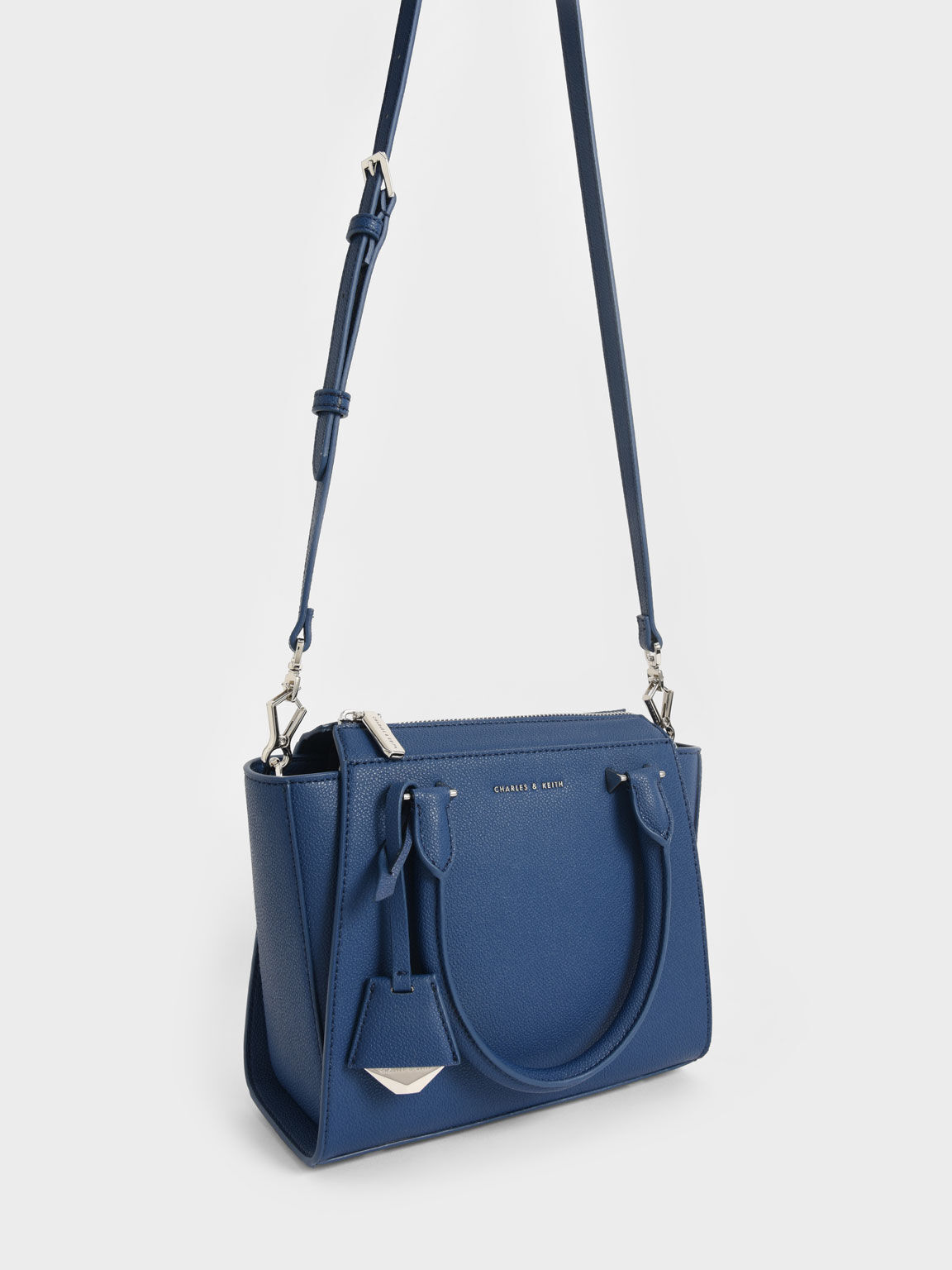 ダブルハンドル トラペーズトートバッグ, ネイビー, hi-res