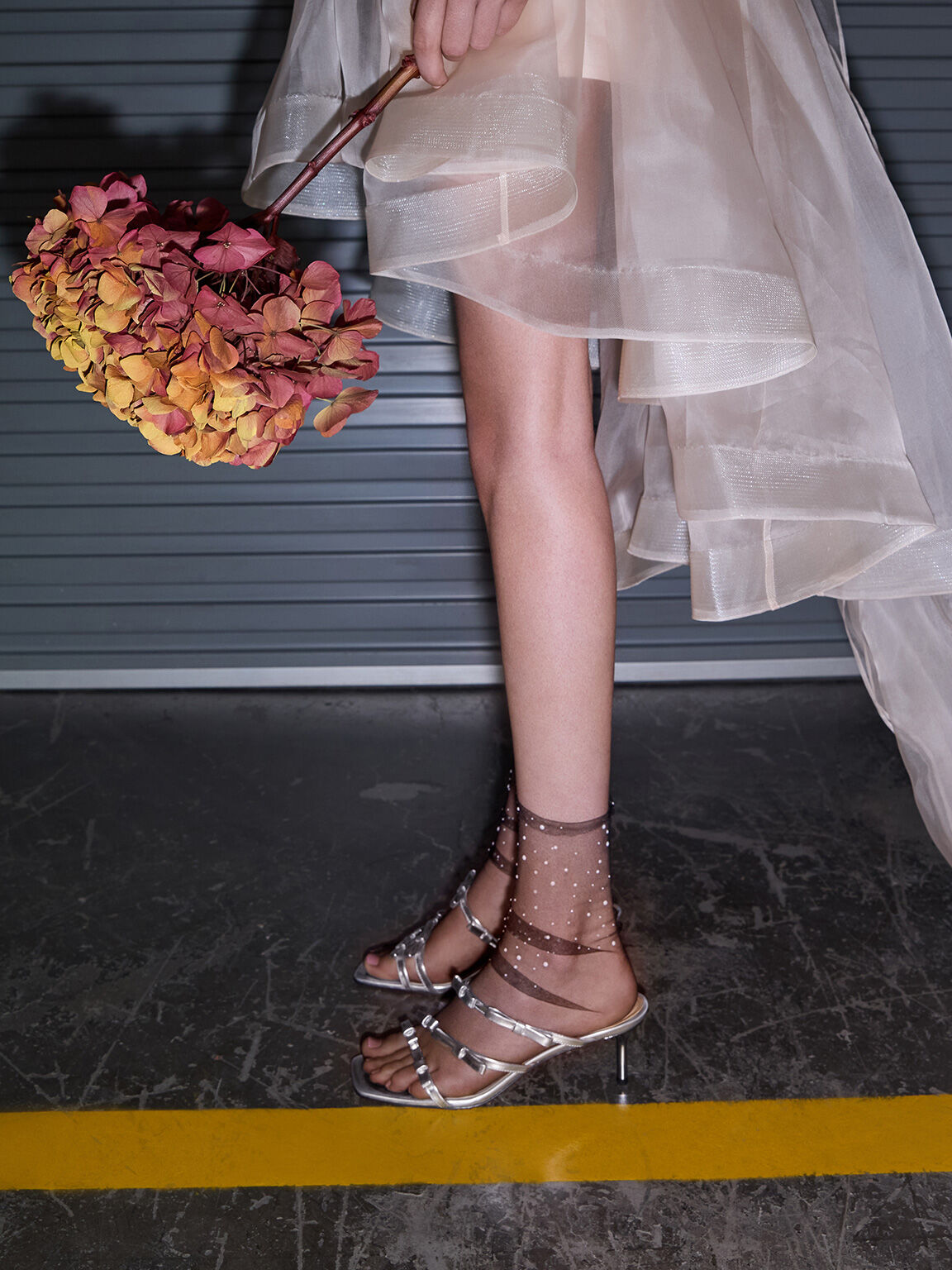 Jessy ジェッシ ボウヒールサンダル, シルバー, hi-res