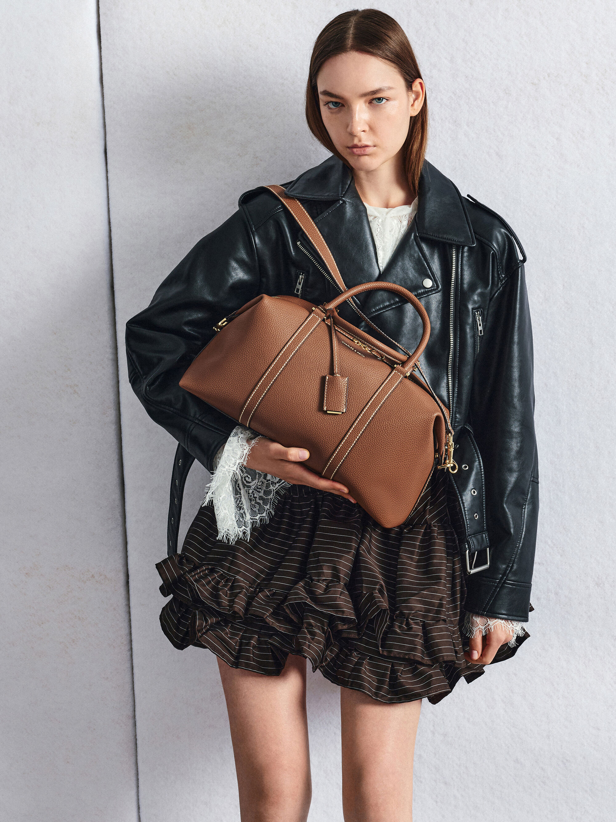 Chance チャンス レザーボウリングバッグ - チョコレート | CHARLES