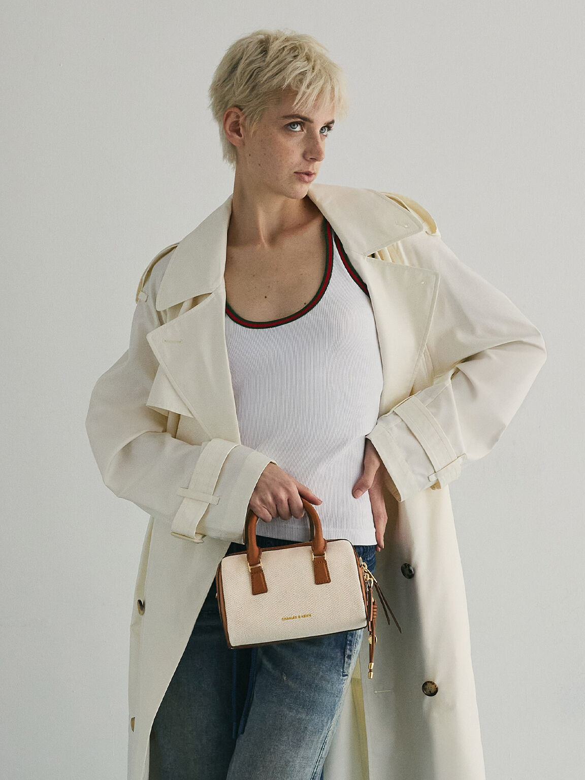 Everleigh エベルレイ ツートーンボウリングバッグ, トープキャンバス, hi-res