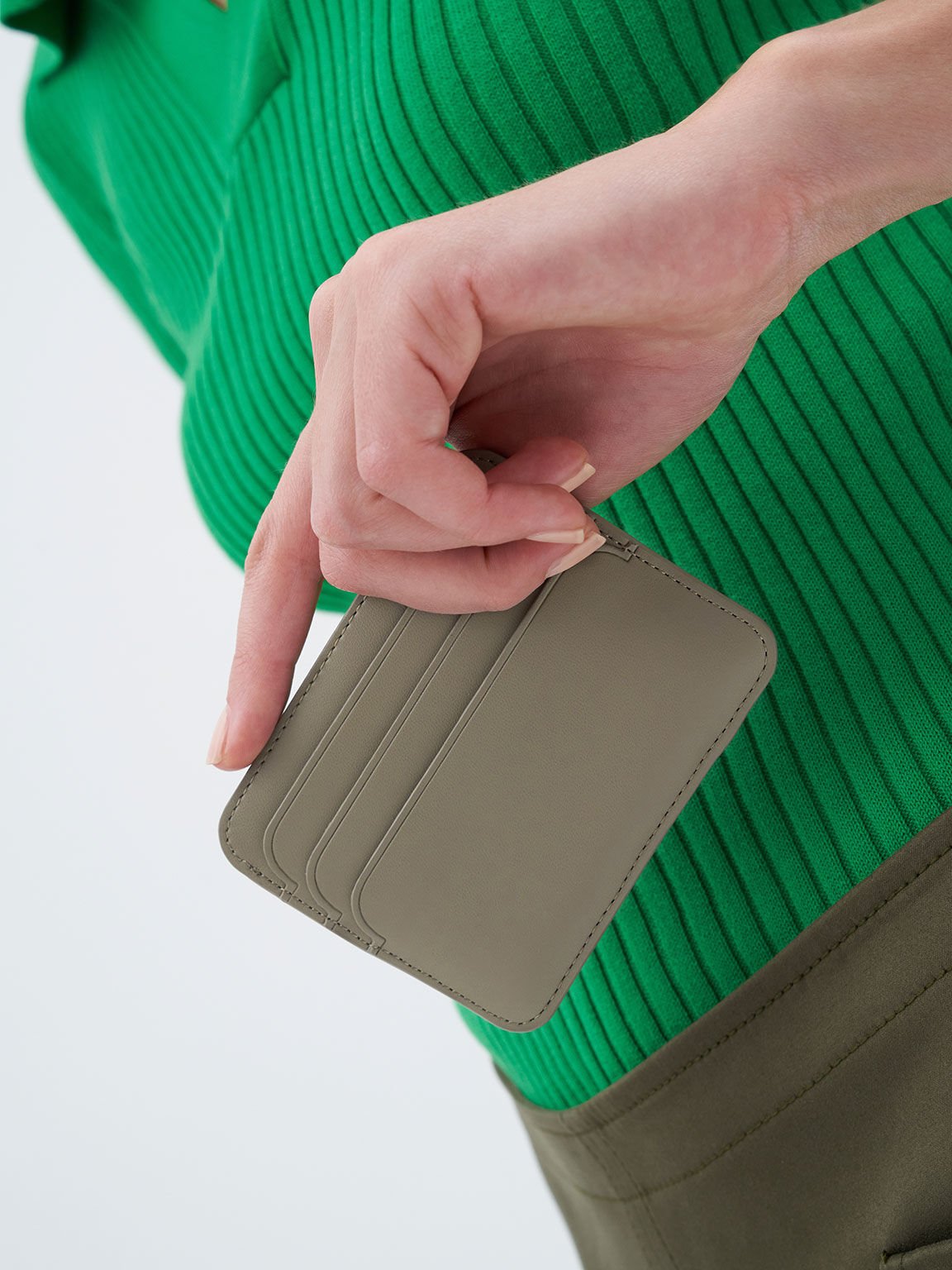 キルテッド カードホルダー, トープ, hi-res