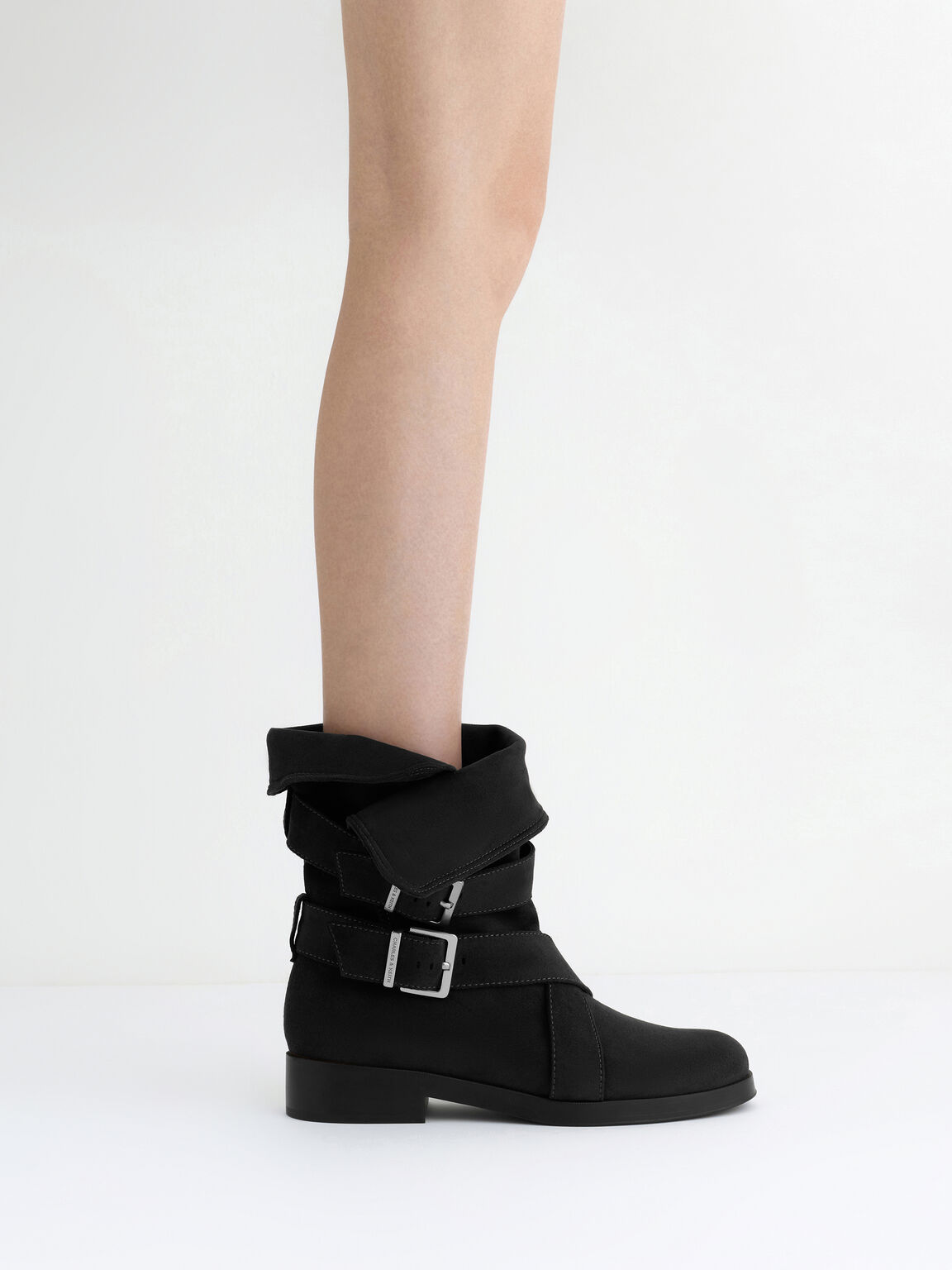 Brett ブレット バックルカーフブーツ, ブラックテクスチャード, hi-res