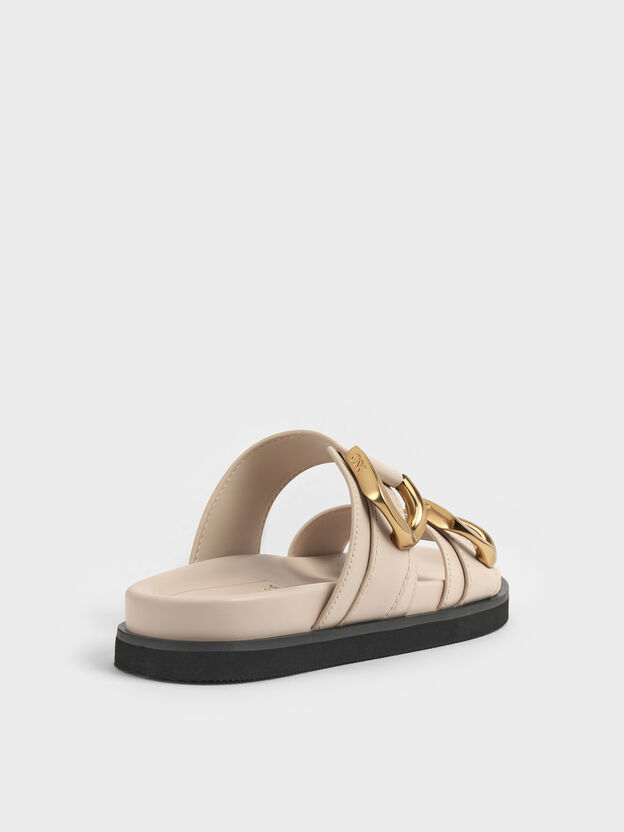 Gabine ガビーヌ バックルレザースライド, オーツ, hi-res
