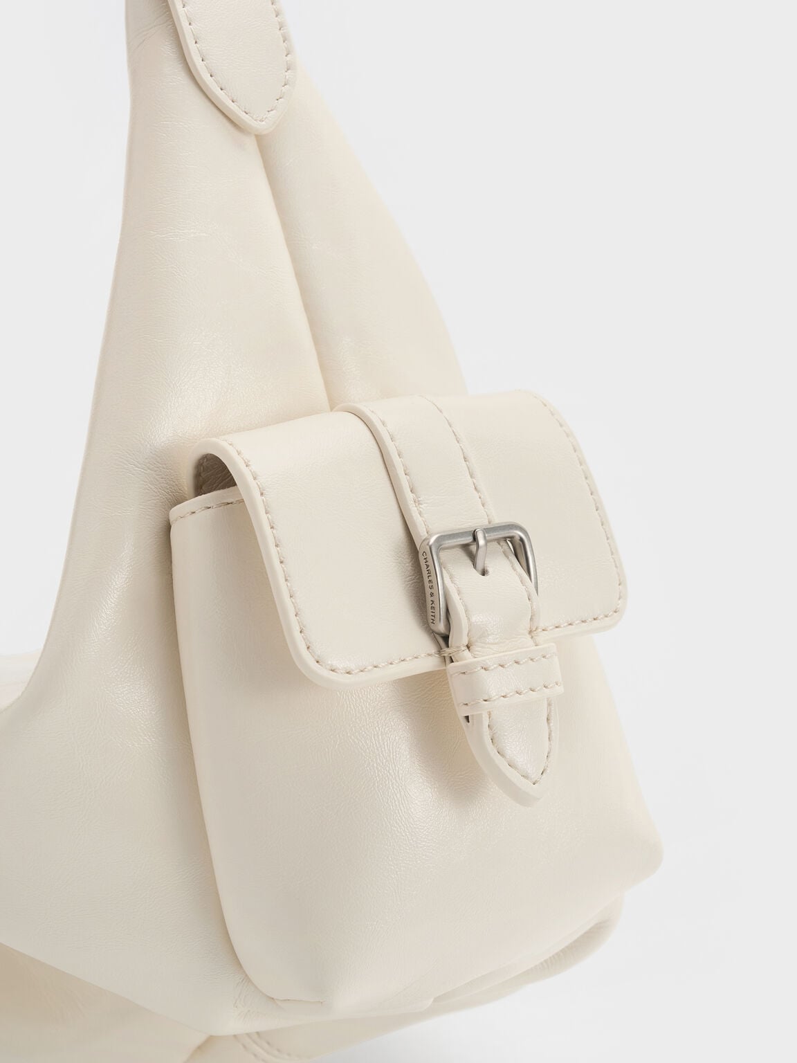 Bessie ベッシー サイドポケット ホーボーバッグ, クリーム, hi-res