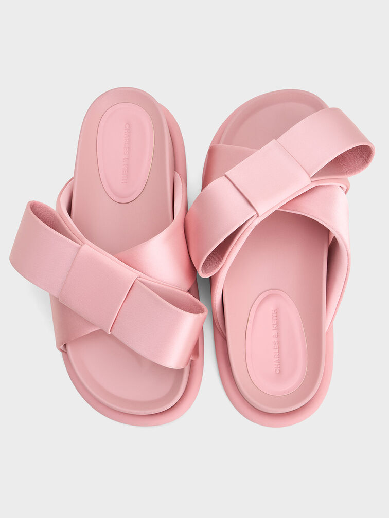 サテンボウ フラットフォームサンダル - ピンク | CHARLES & KEITH 