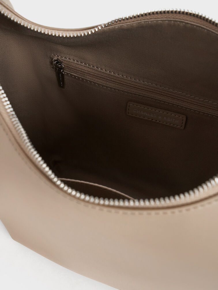 Odella オデラ カーブホーボーバッグ - Taupe | CHARLES & KEITH 