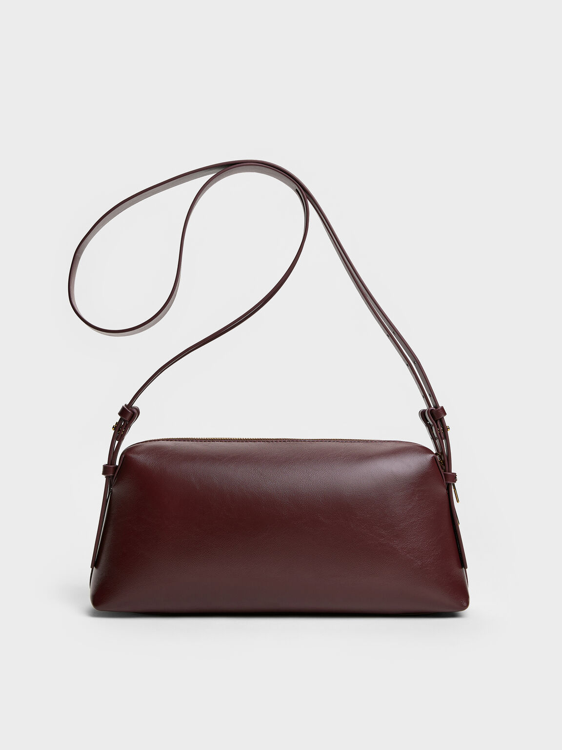 Deyna デイナ メタリックアクセント ダブルストラップショルダーバッグ, ワインベリーレッド, hi-res