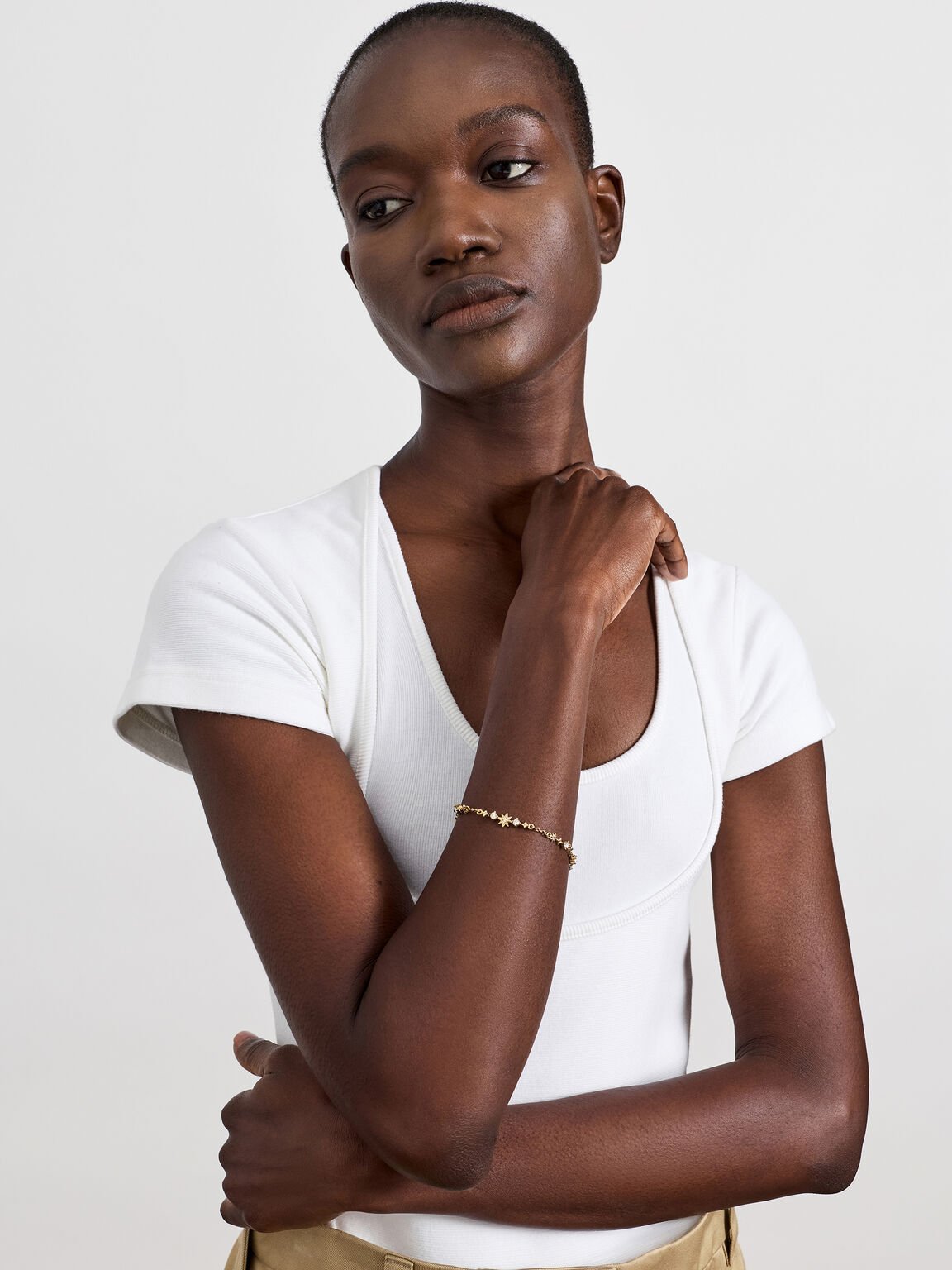 Everest エベレスト クリスタルスターブレスレット, ゴールド, hi-res