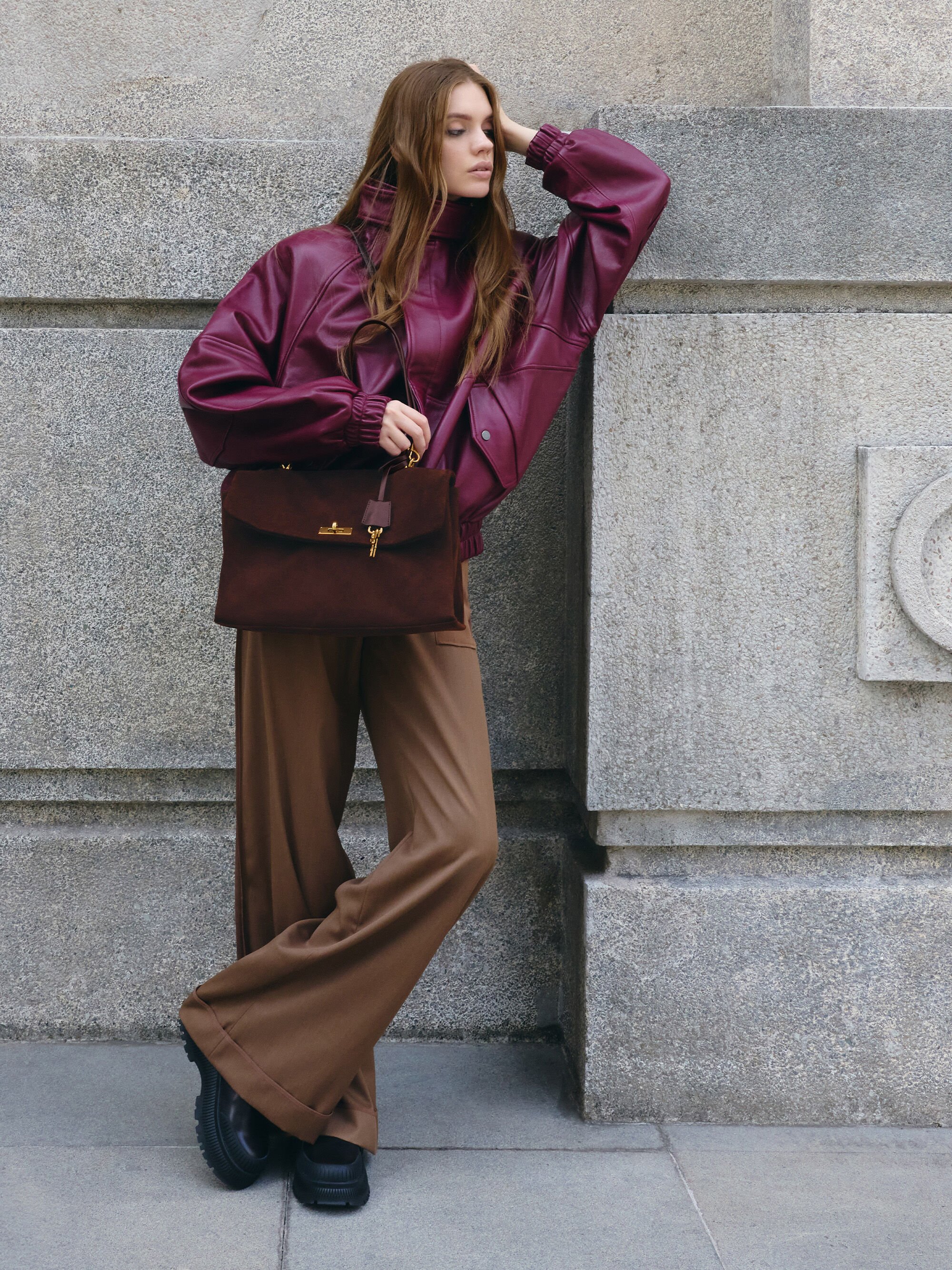 Kerry ケリー トップハンドルサッチェルバッグ - エスプレッソブラウン CHARLES & KEITH Kerry ケリー トップハンドルサッチェルバッグ