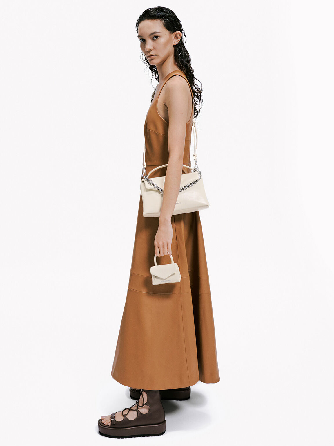 Andromeda アンドロメダ チャンキーチェーントップハンドルバッグ, クリーム, hi-res