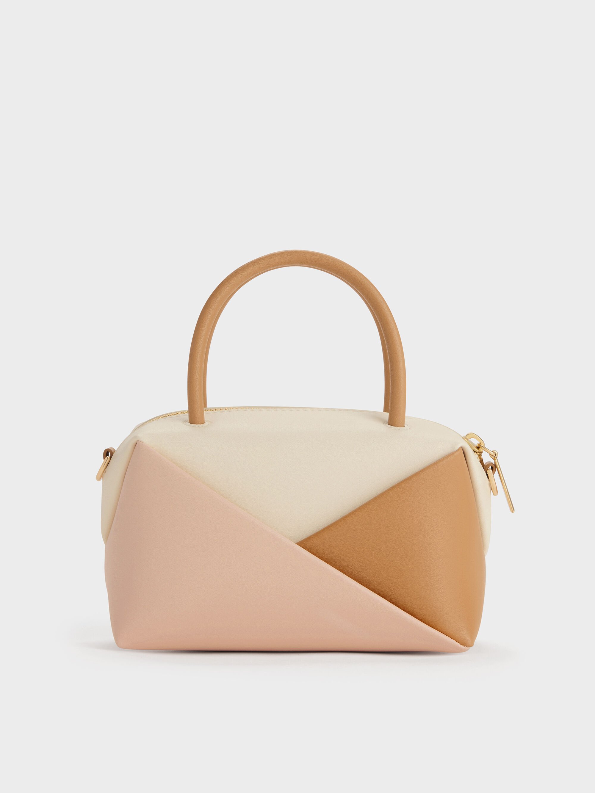 Midori ミドリ カラーブロックジオメトリックボウリングバッグ-マルチ