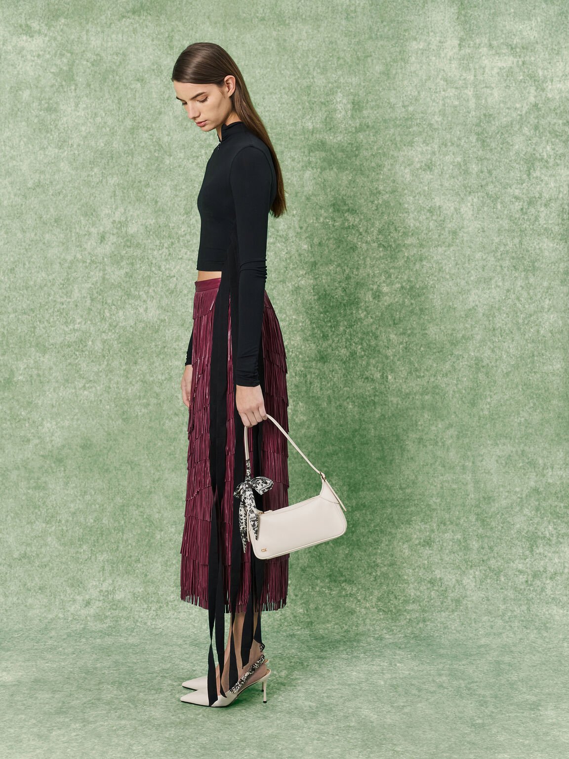 Cerese サリーズ レザースカーフハンドル ショルダーバッグ, チョーク, hi-res