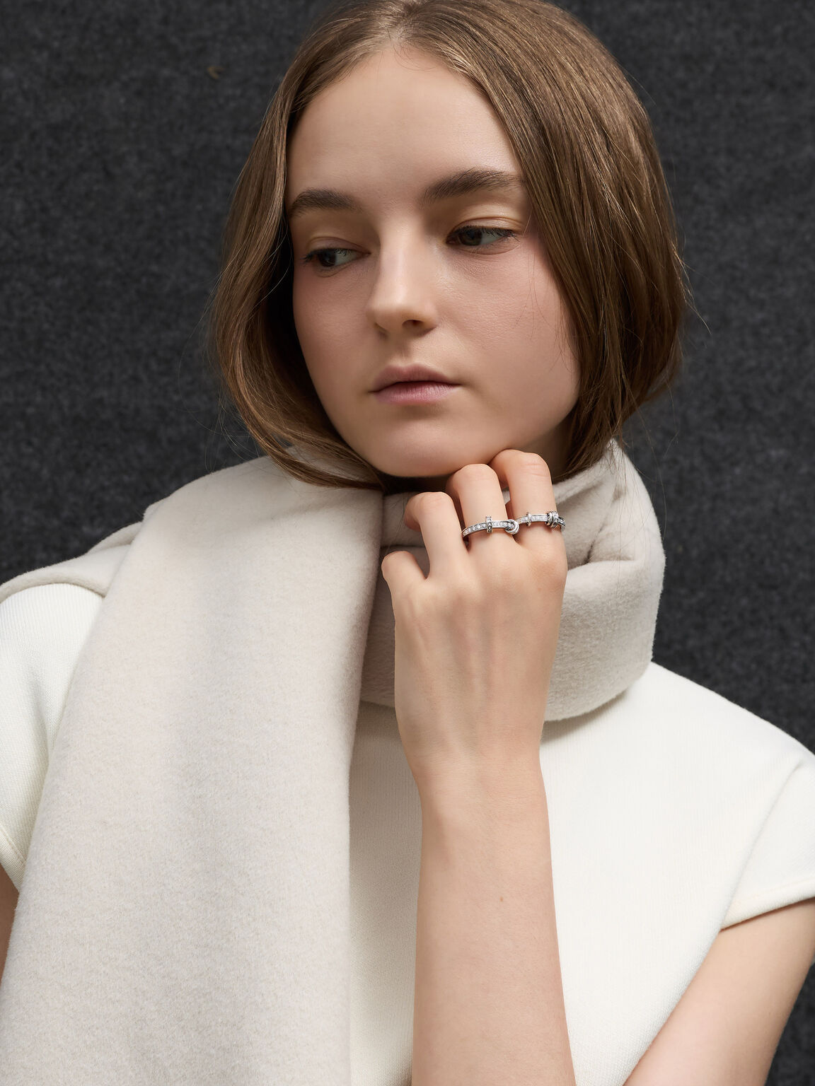 Hermione ハーマイオニー クリスタルエンベリッシュドリング, シルバー, hi-res