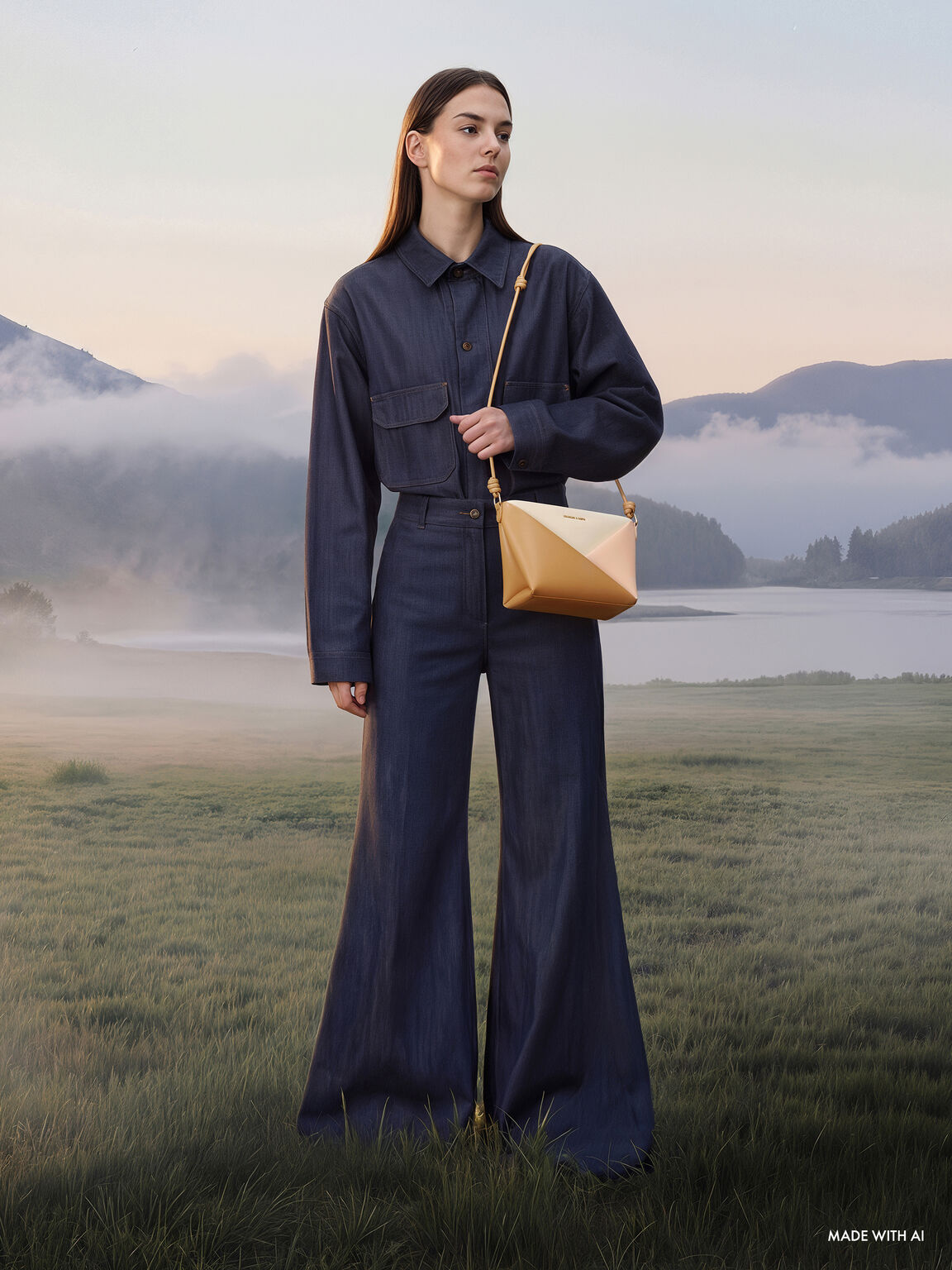 Midori ミドリ カラーブロッククロスボディーバッグ, マルチピンク, hi-res