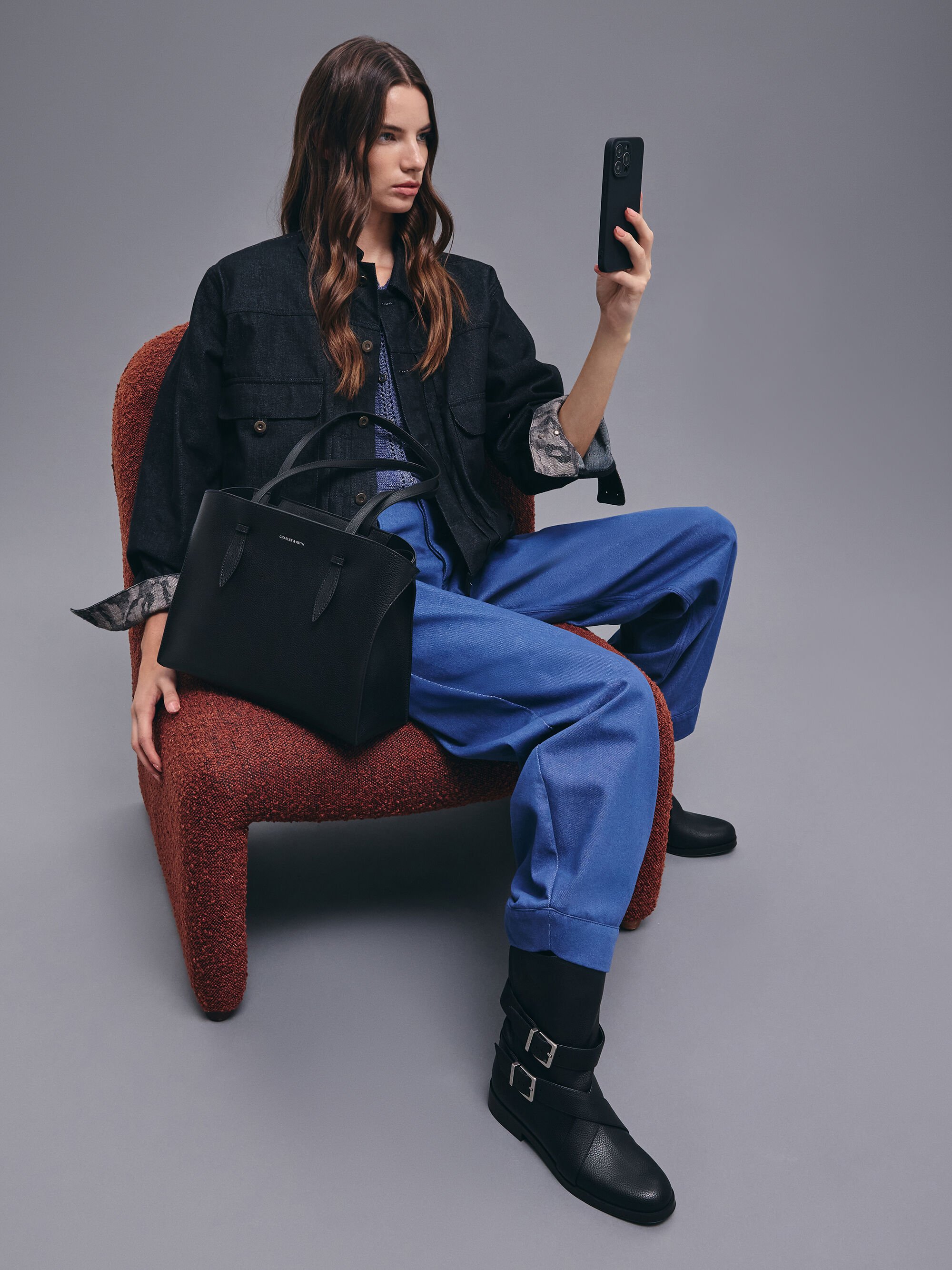 Allyn アリン イロンゲイティッドハンドル トートバッグ - ノワール