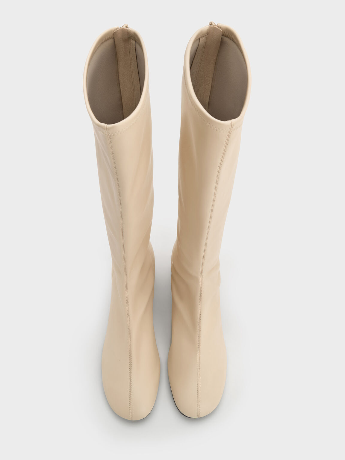 ブロックヒール ロングブーツ, バター, hi-res