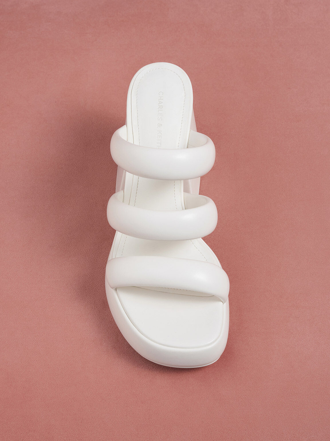 Tattie タッチ パッフィーストラッププラットフォームミュール, ホワイト, hi-res