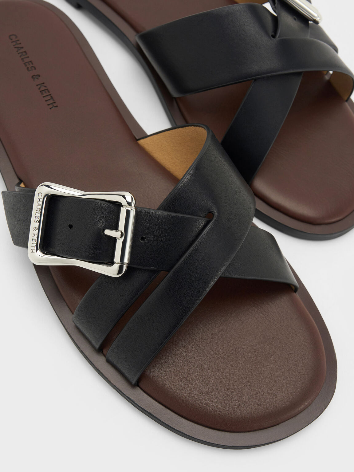 Anita アニータ クロスオーバースライドサンダル, ブラック, hi-res