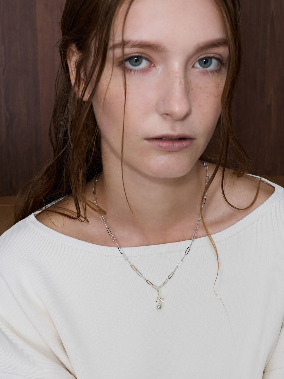 Arleth アーレス チェーンリンク ペンダントネックレス, シルバー, hi-res