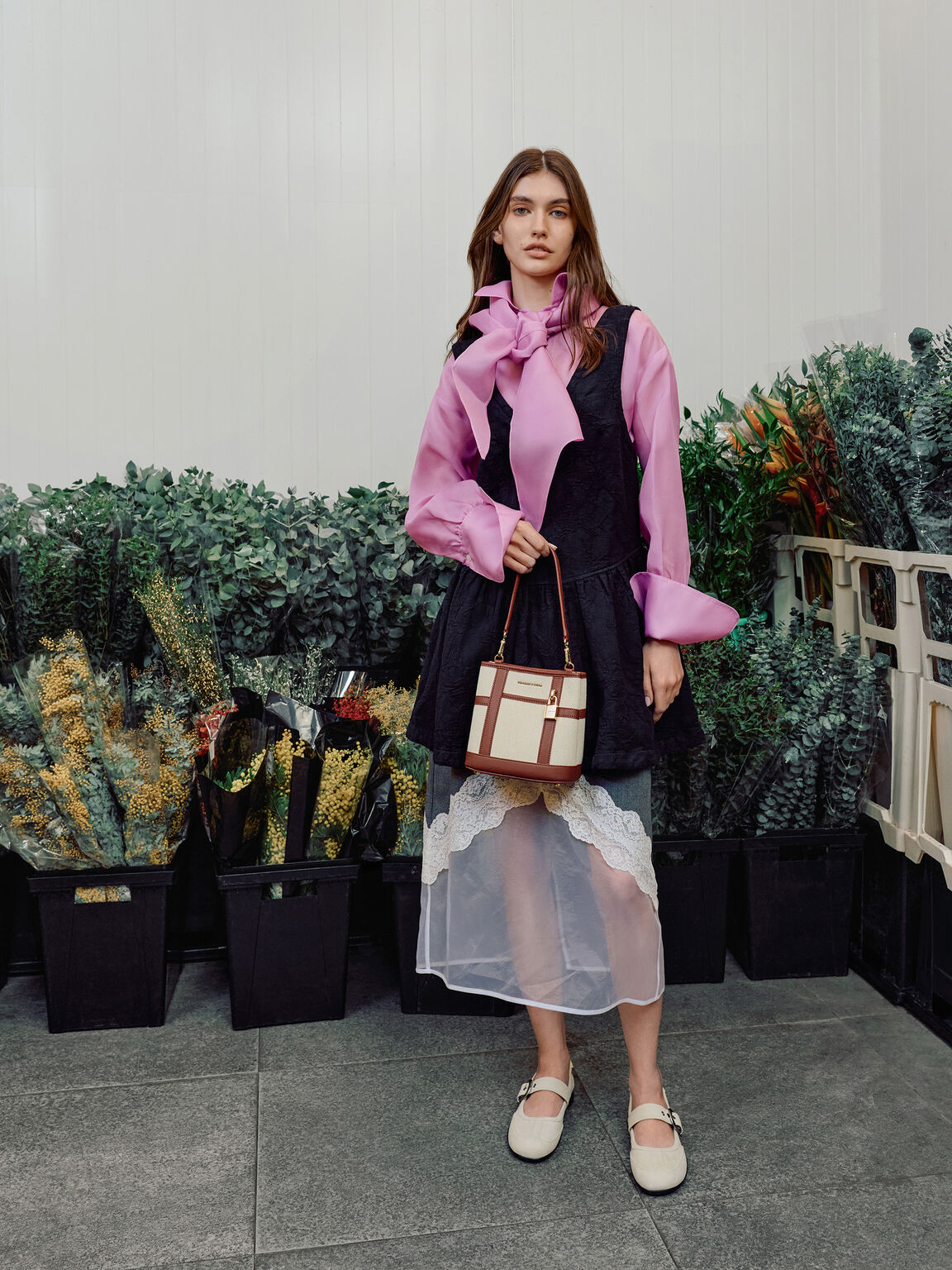 Scottie スコッティー キャンバスバケットバッグ, ブリック, hi-res