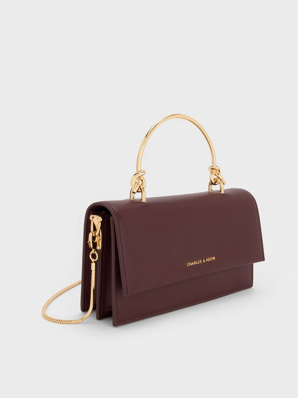 スカルプチュアハンドル ロングウォレット, ワインベリーレッド, hi-res