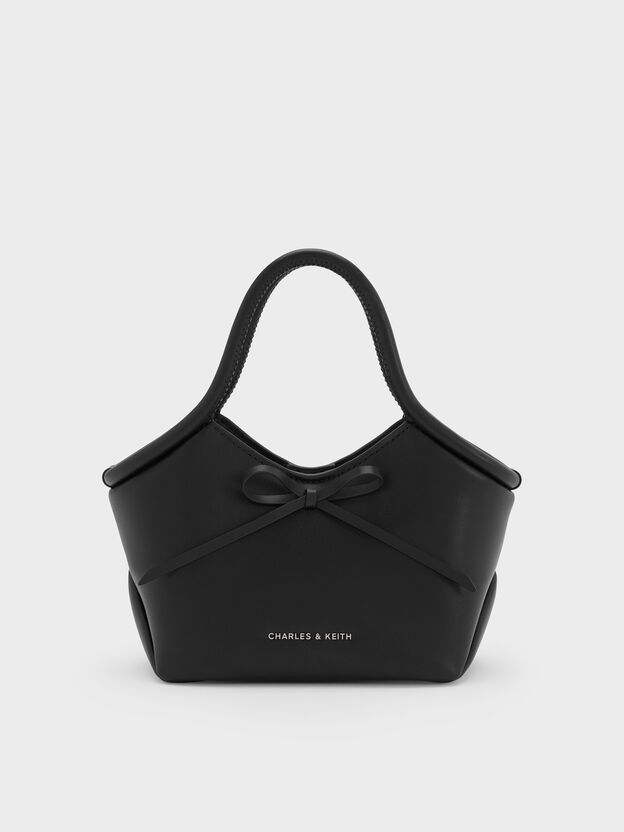 Hazel ヘーゼル ボウ チューブラー トップハンドルバッグ, ノワール, hi-res