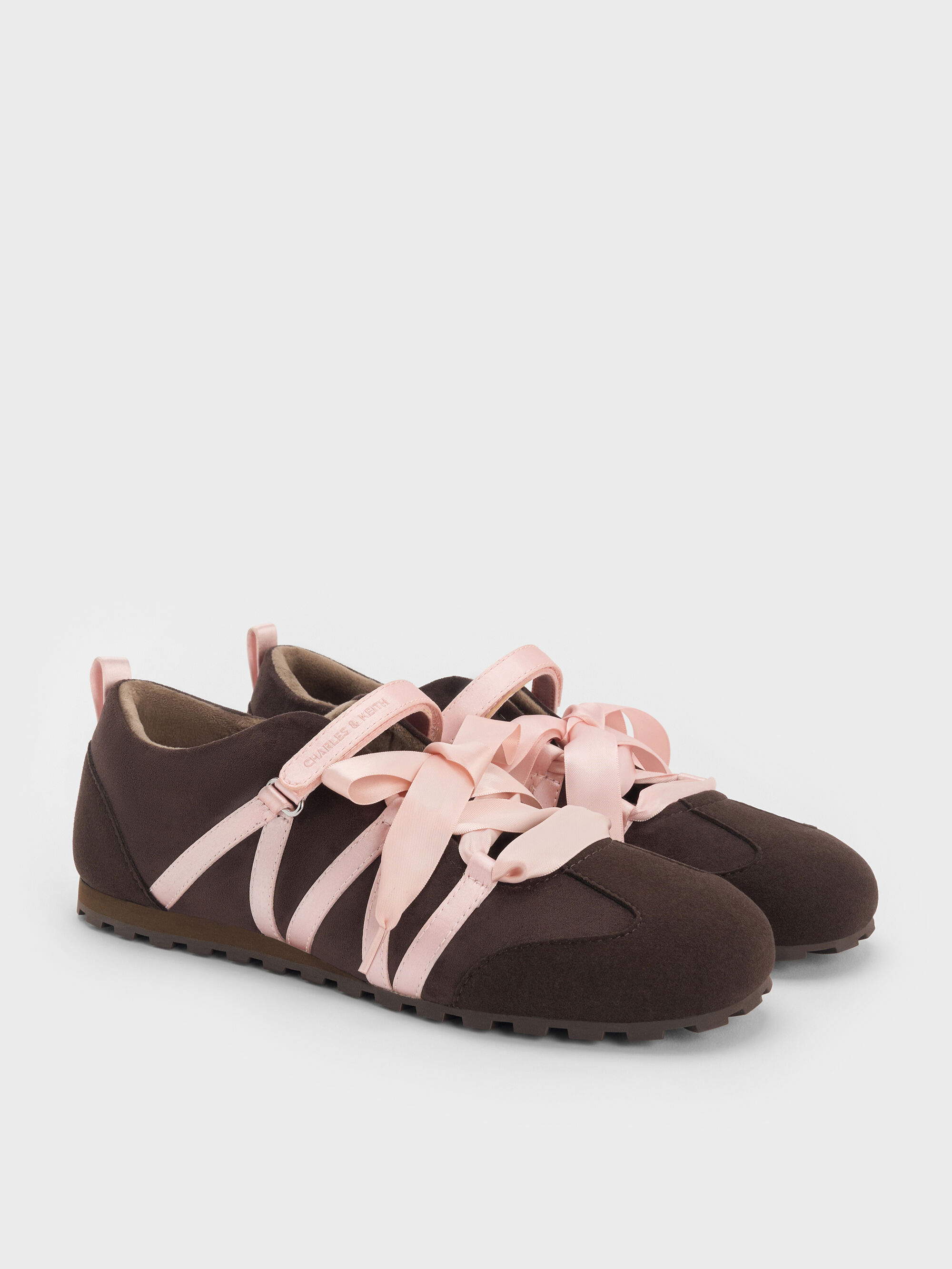 Silko シルコウ サテンレースバレエスニーカー - ダークブラウン