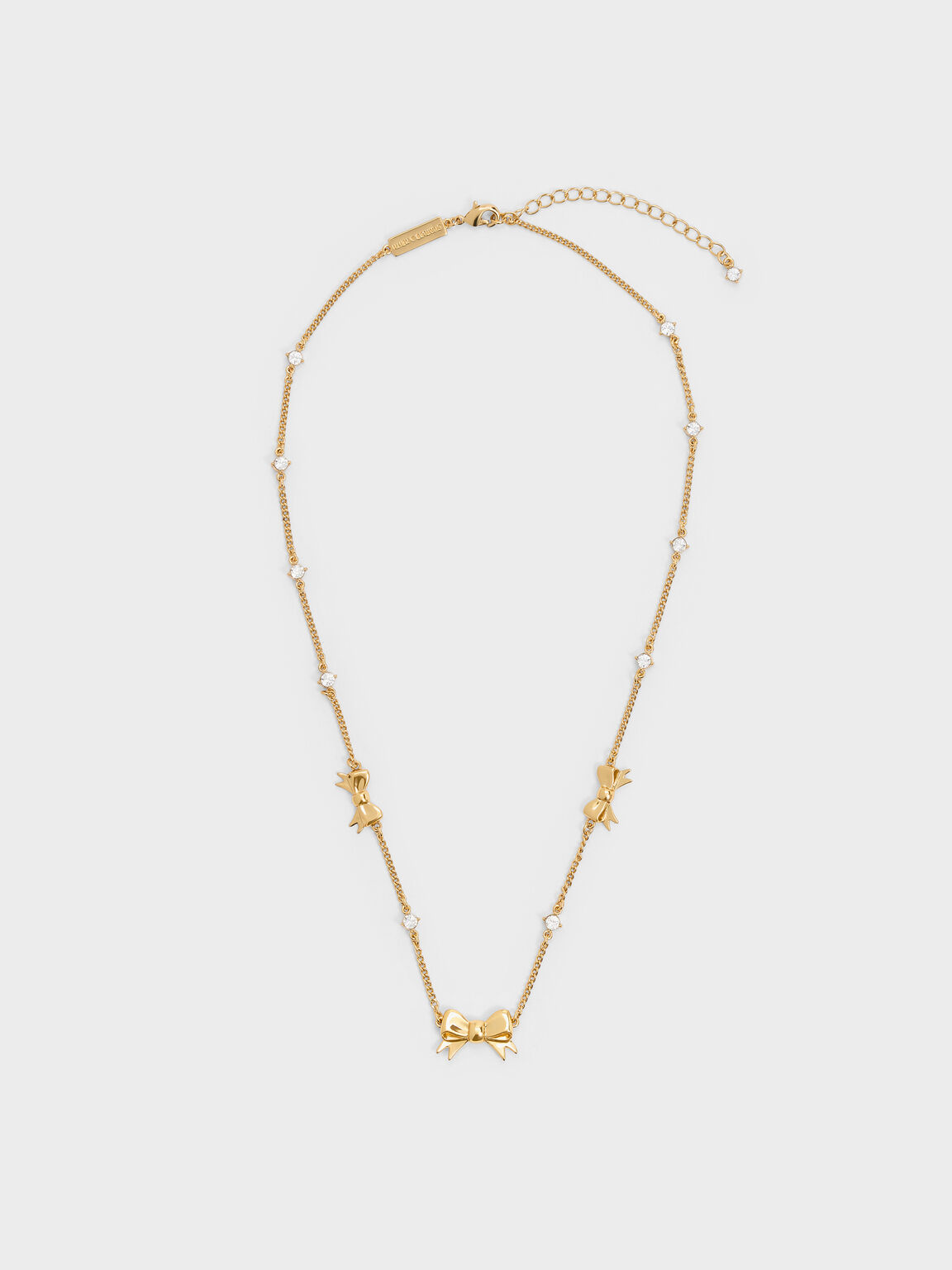 Paige ページ ボウクリスタル ネックレス, ゴールド, hi-res