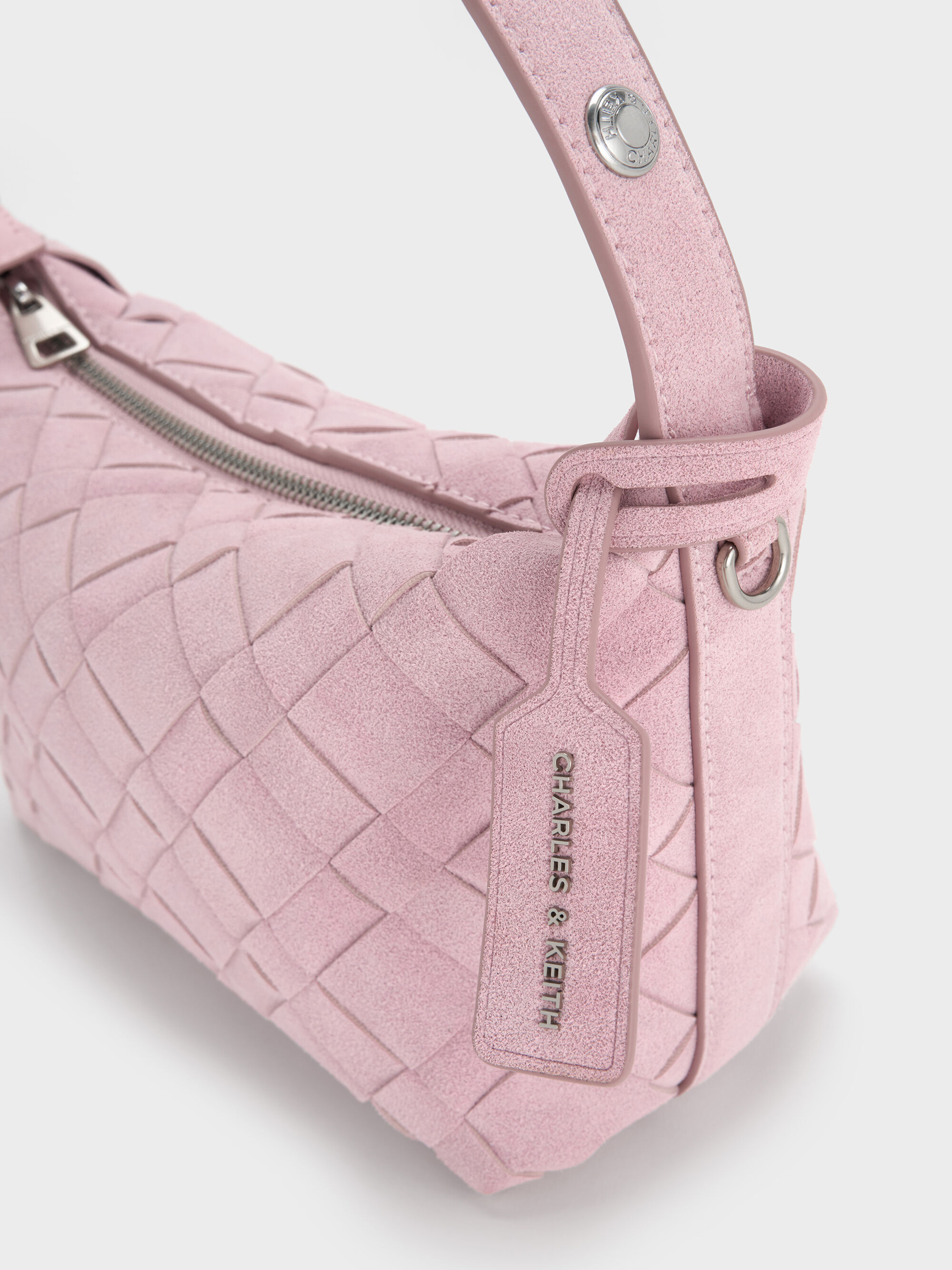 Ivette イヴェット スエードウーブンショルダーバッグ - コットン