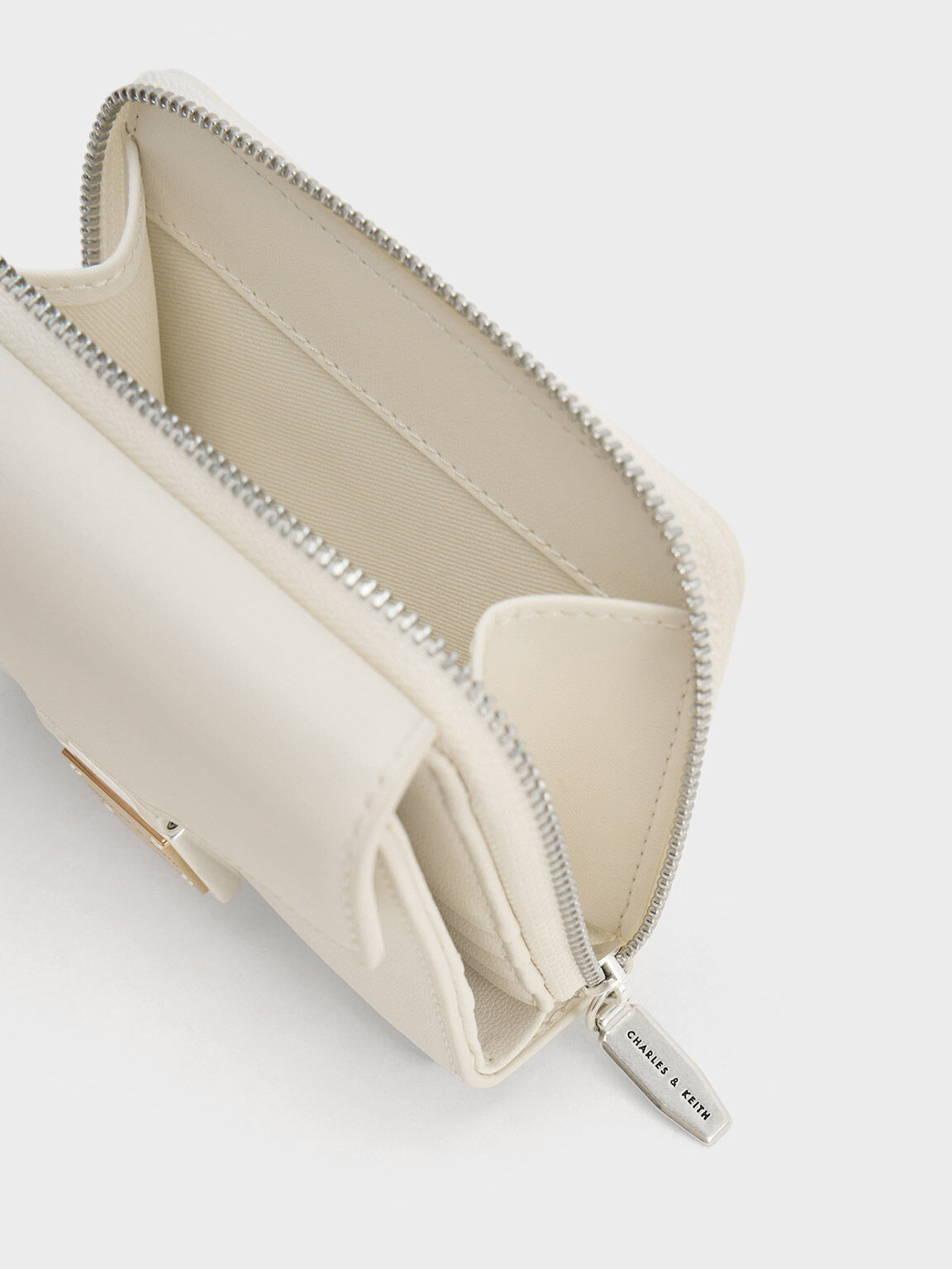 Austen オースティン メタリックアクセントウォレット, クリーム, hi-res