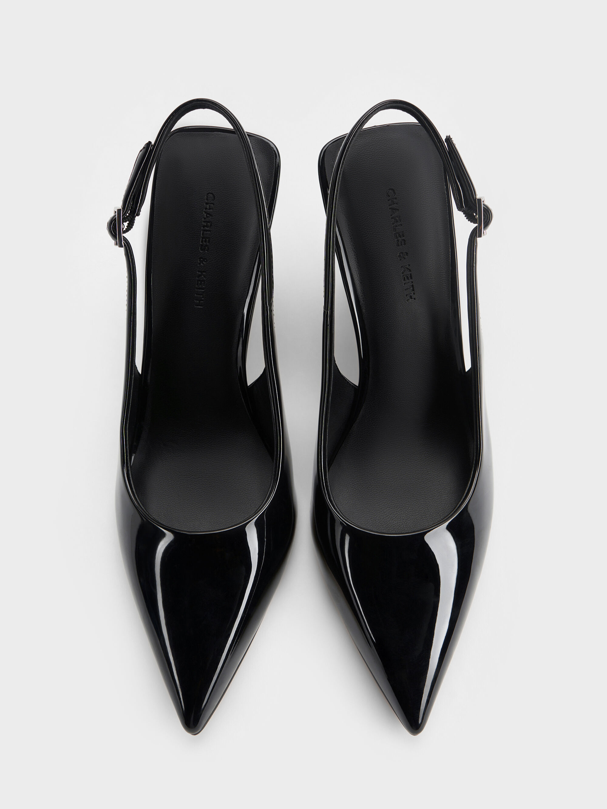 パテント トランスルーセントヒール スリングバックウェッジ