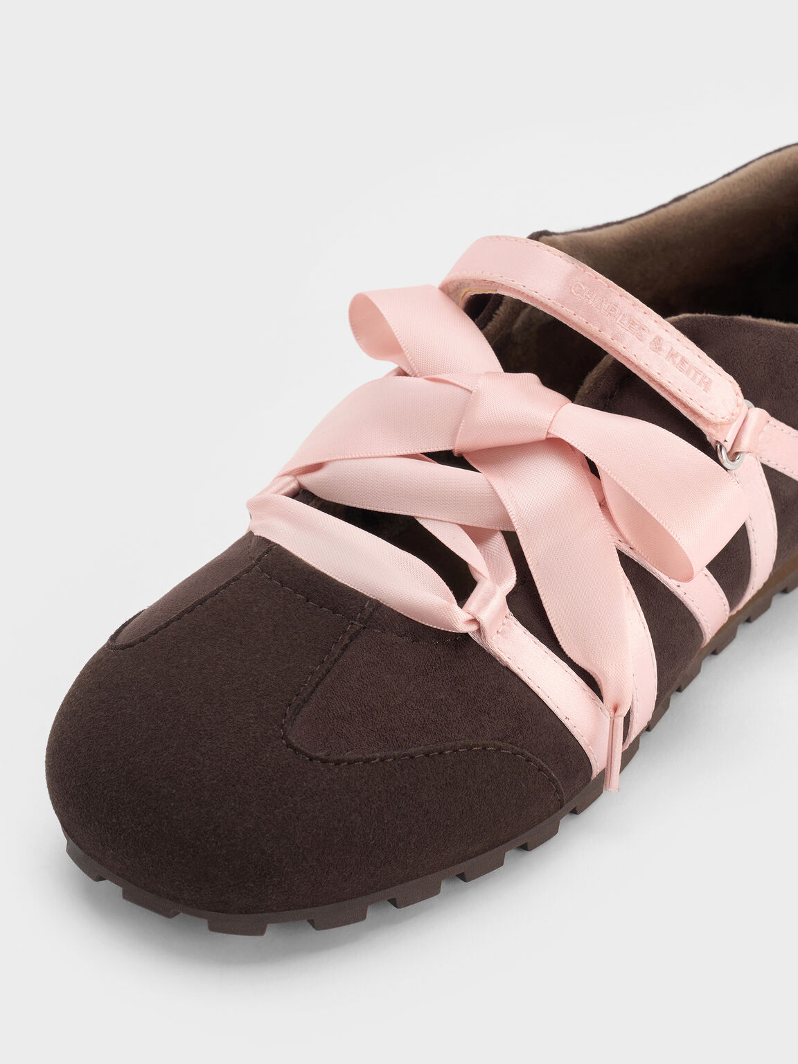 Silko シルコウ サテンレースバレエスニーカー, ダークブラウンテクスチャー, hi-res