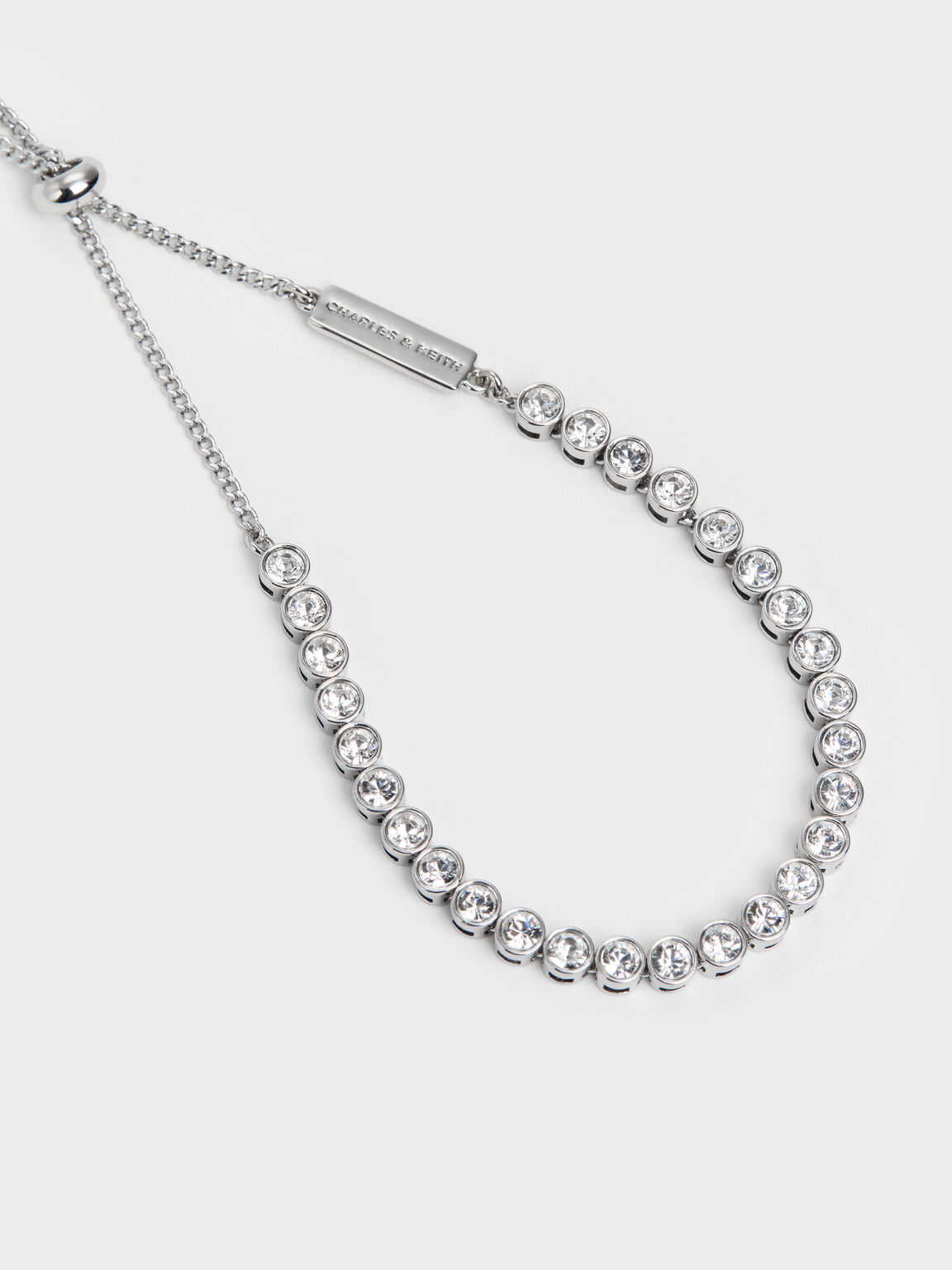 Paige ページ ボウクリスタル テニスブレスレット, シルバー, hi-res