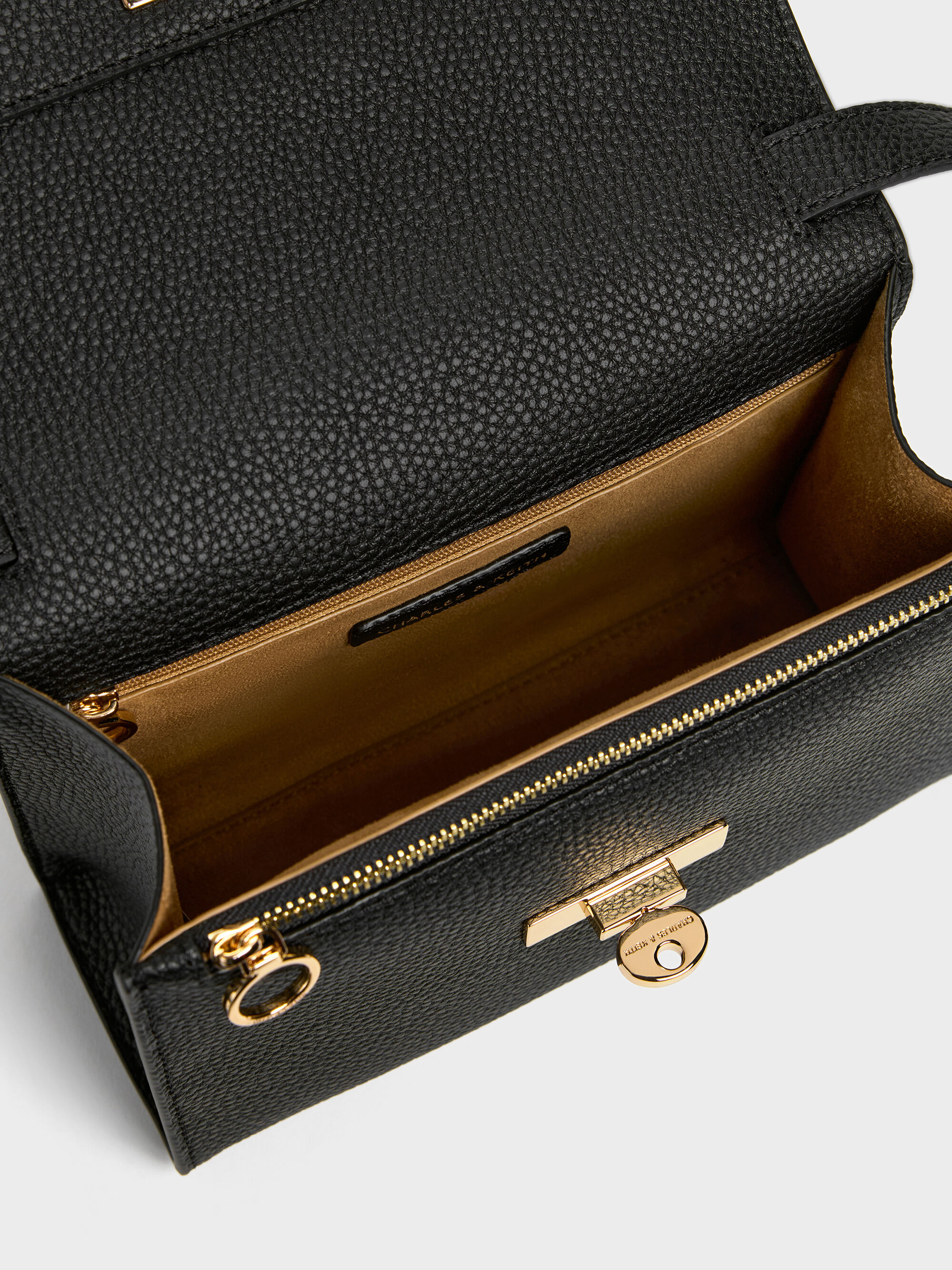 Chance チャンス レザー ターンロッククロスボディバッグ - ブラック