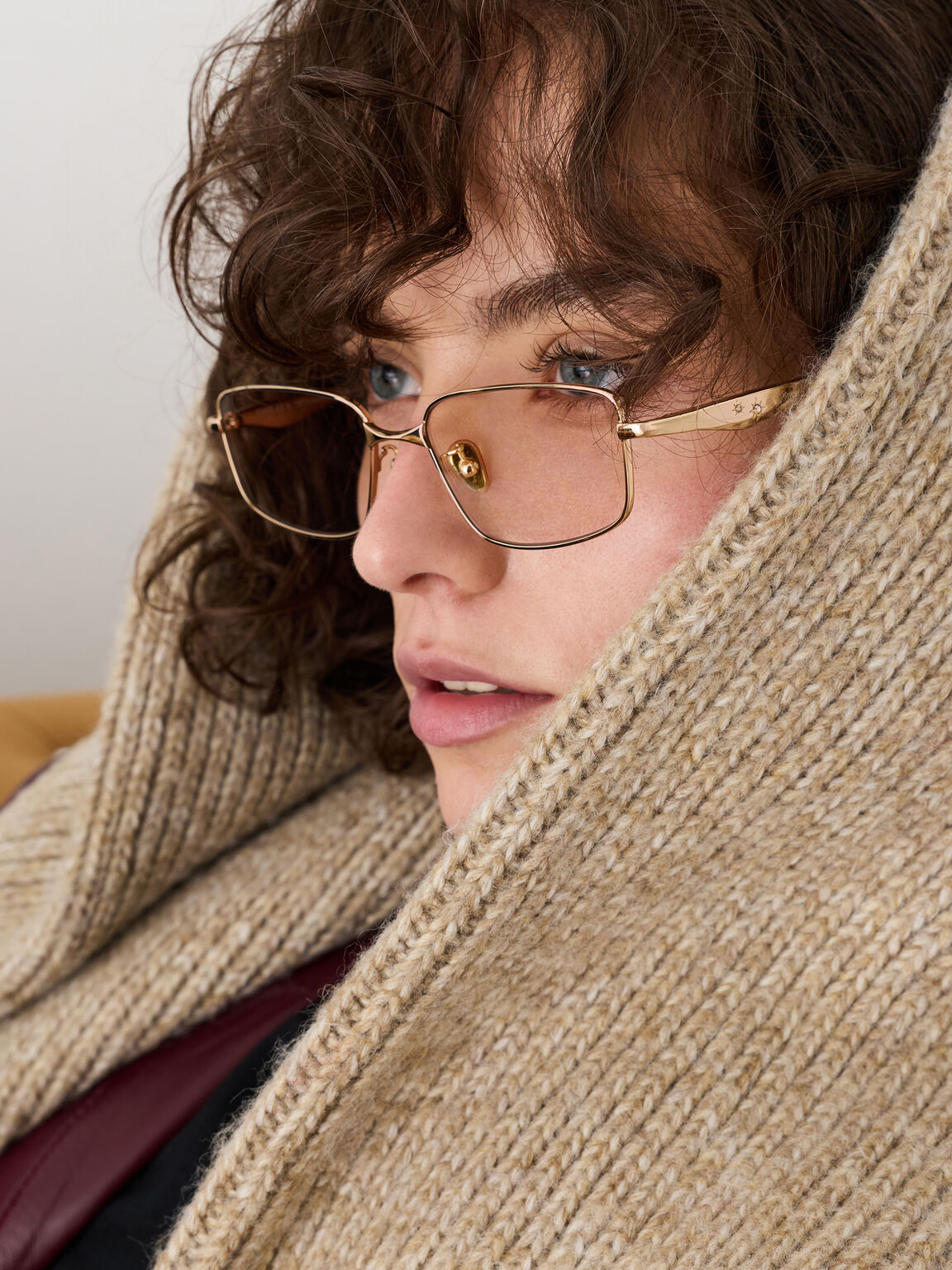 Celestia セレスティア メタルリムティンテッドレクタンギュラーサングラス, ライトゴールド, hi-res