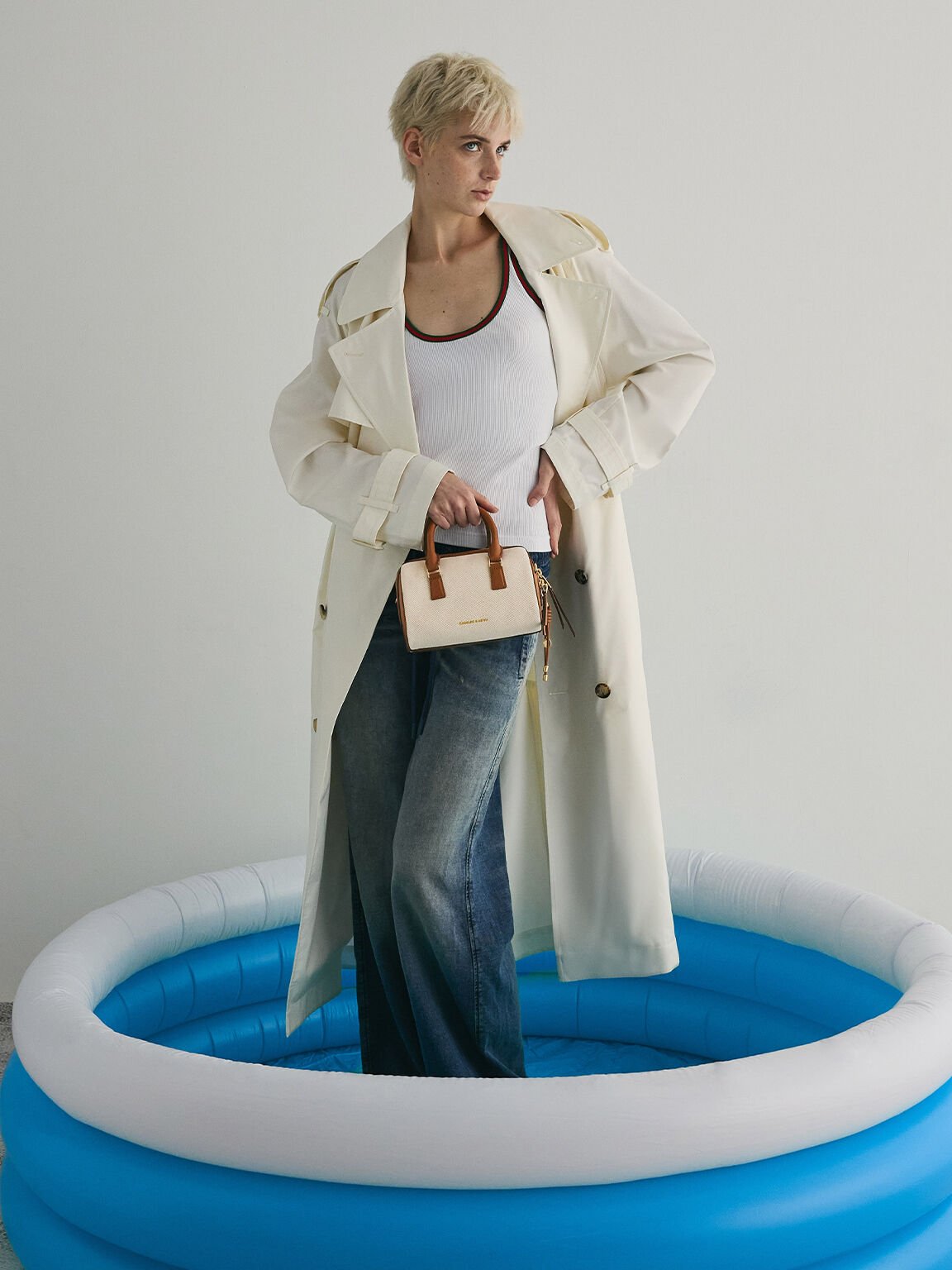 Everleigh エベルレイ ツートーンボウリングバッグ, トープキャンバス, hi-res