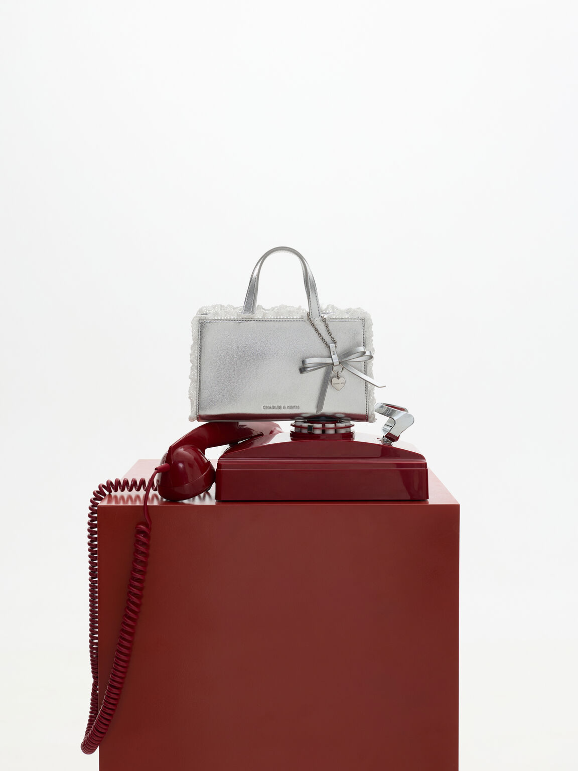 Raina レイナ レーストリム トートバッグ, シルバー, hi-res