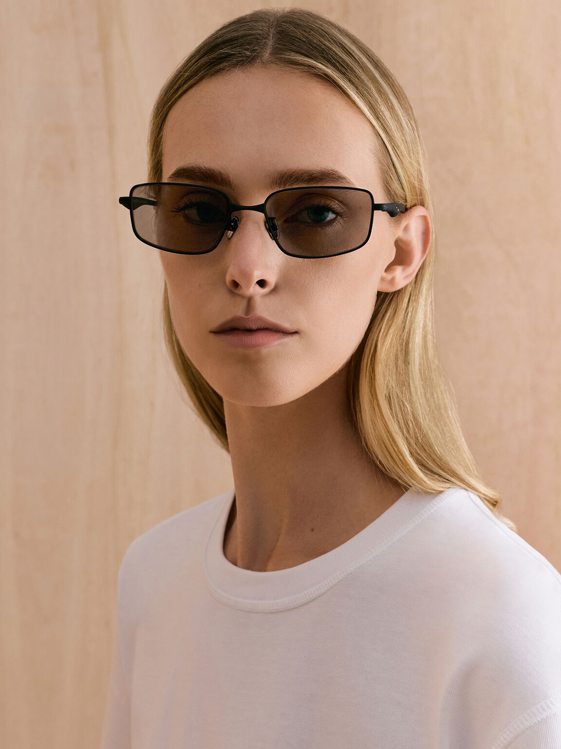 Celestia セレスティア メタルリムティンテッドレクタンギュラーサングラス, ノワール, hi-res