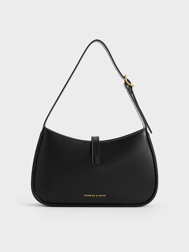 Cesia セシア メタリックアクセントショルダーバッグ, ブラック, hi-res