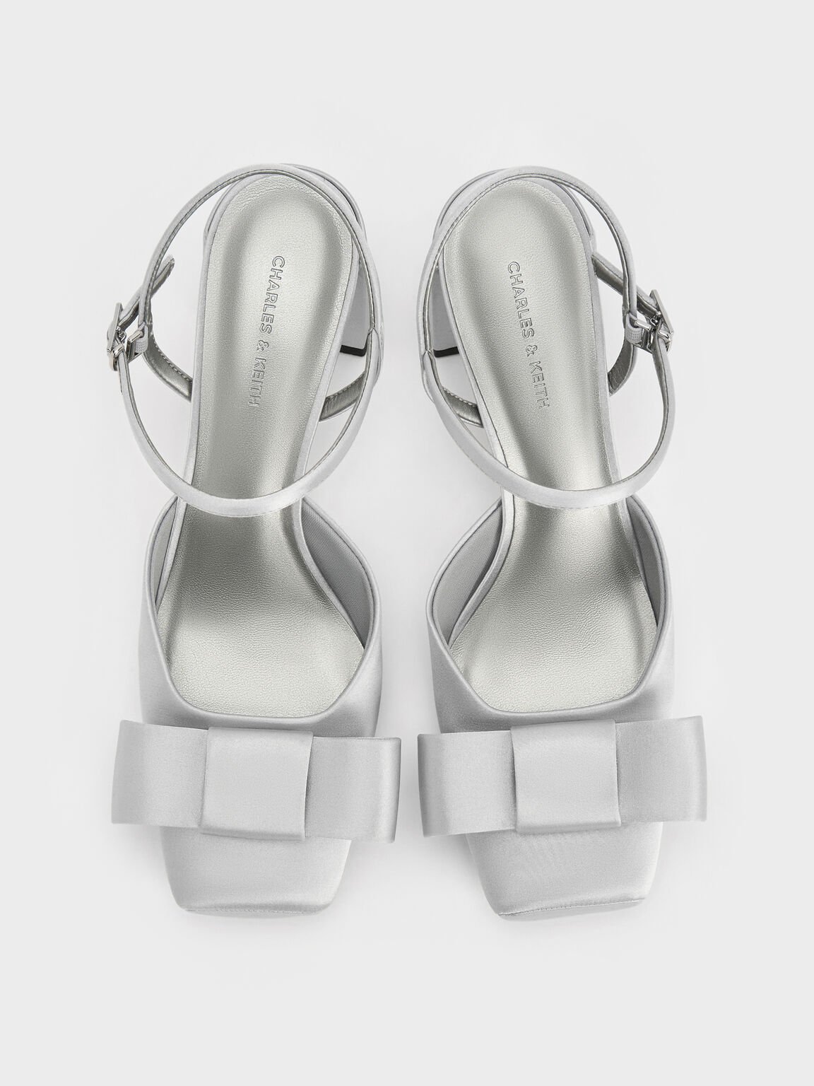 Brantley ブラントリー ボウ アンクルストラップパンプス, グレー, hi-res