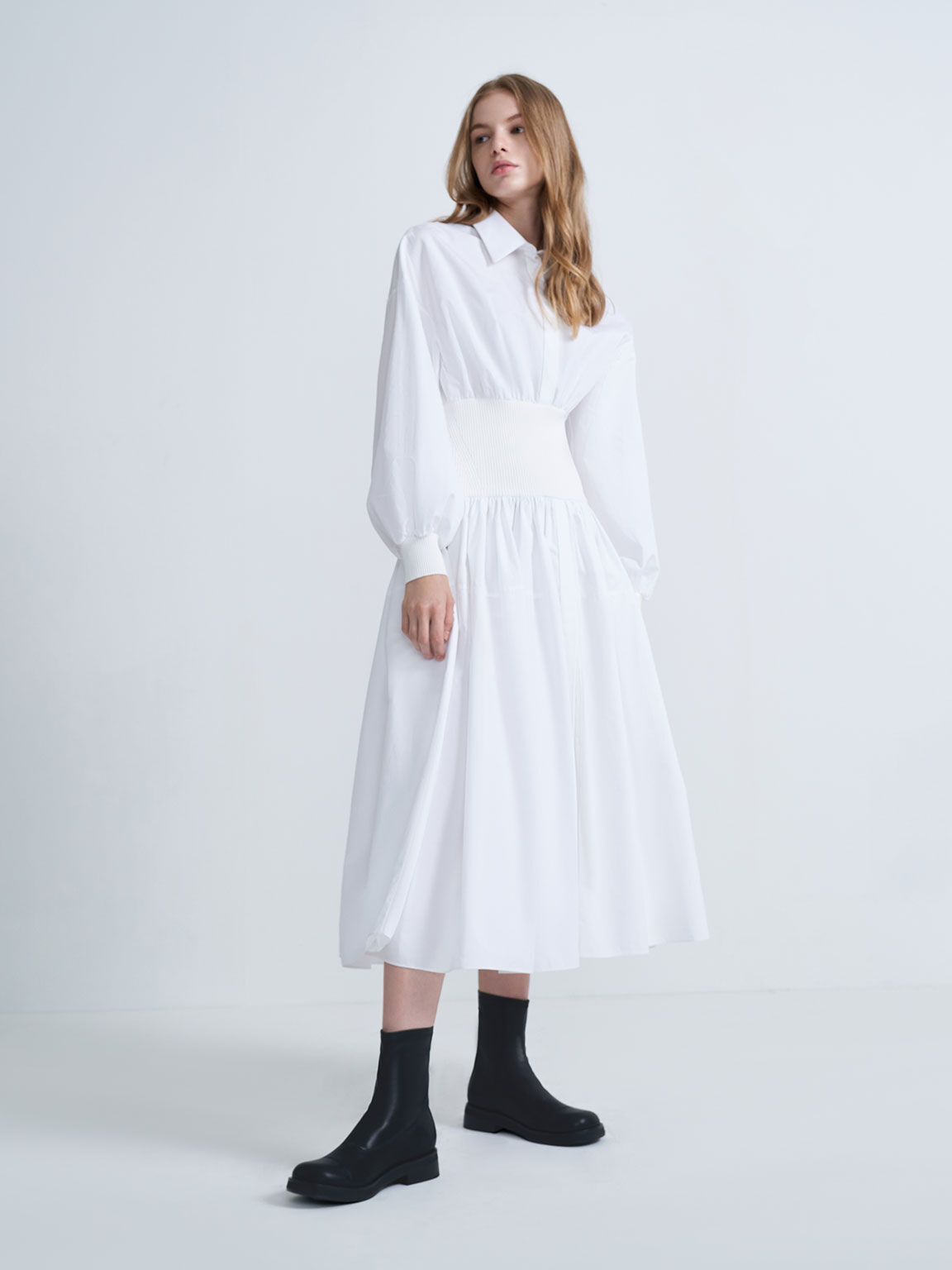 ラウンドトゥ ジップアップアンクルブーツ, ブラック, hi-res