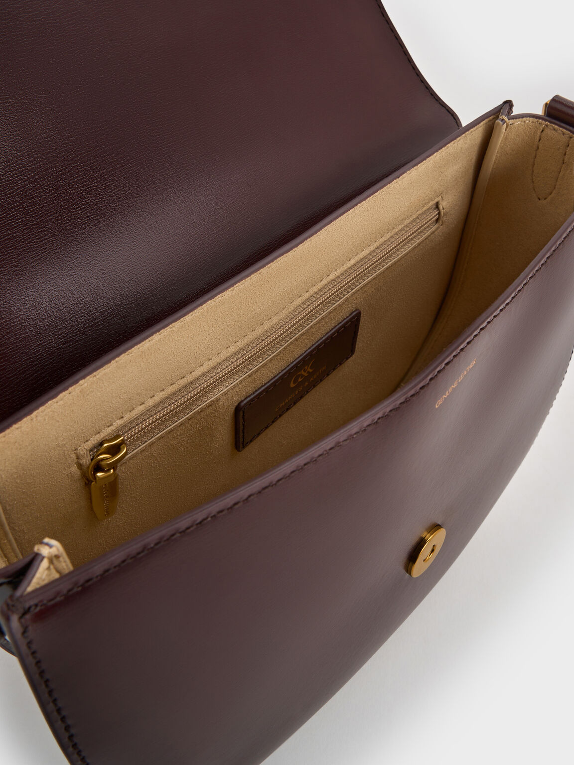 Gabine ガビーヌ レザーサドルバッグ, プラム, hi-res