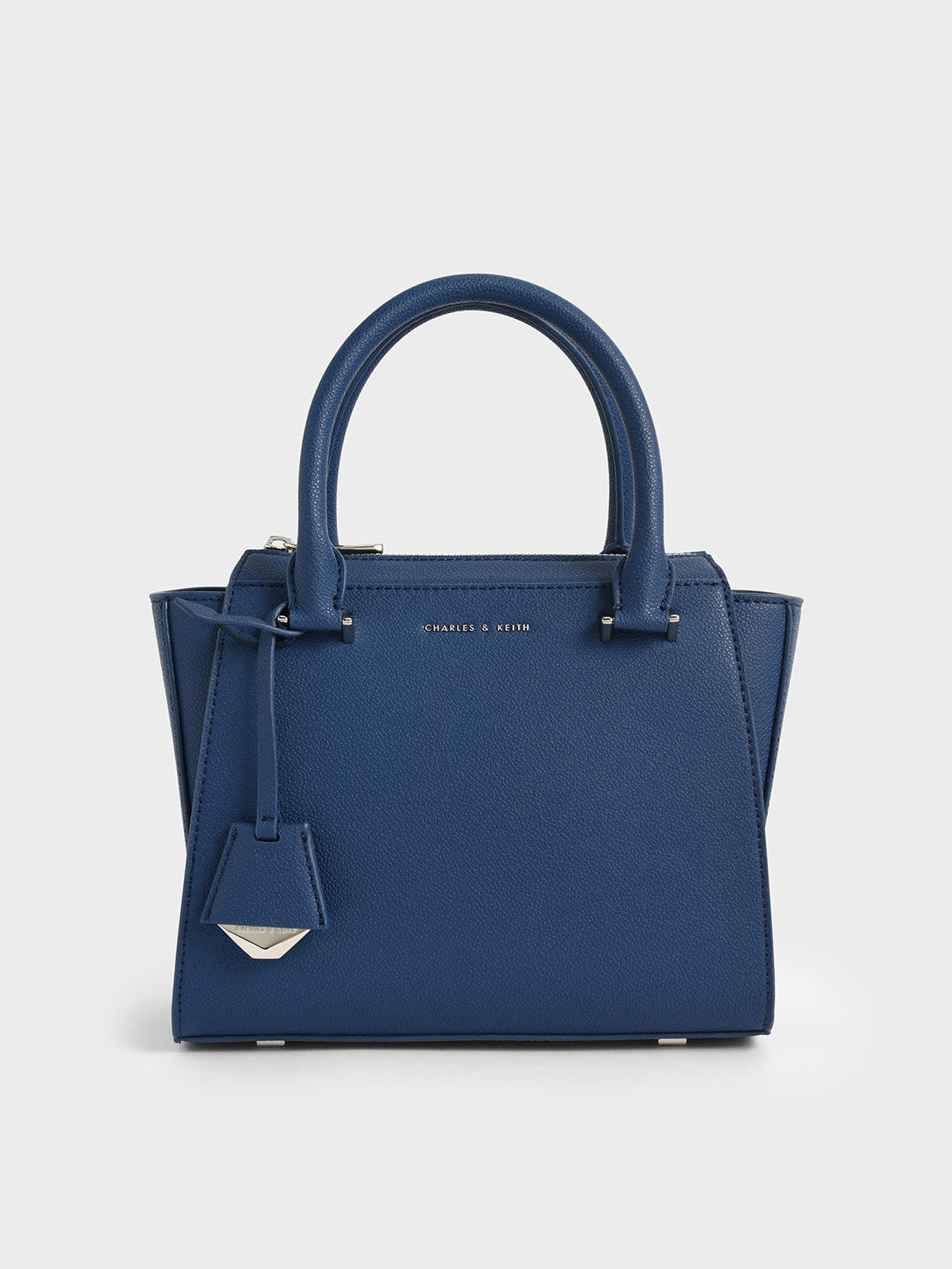 ダブルハンドル トラペーズトートバッグ, ネイビー, hi-res